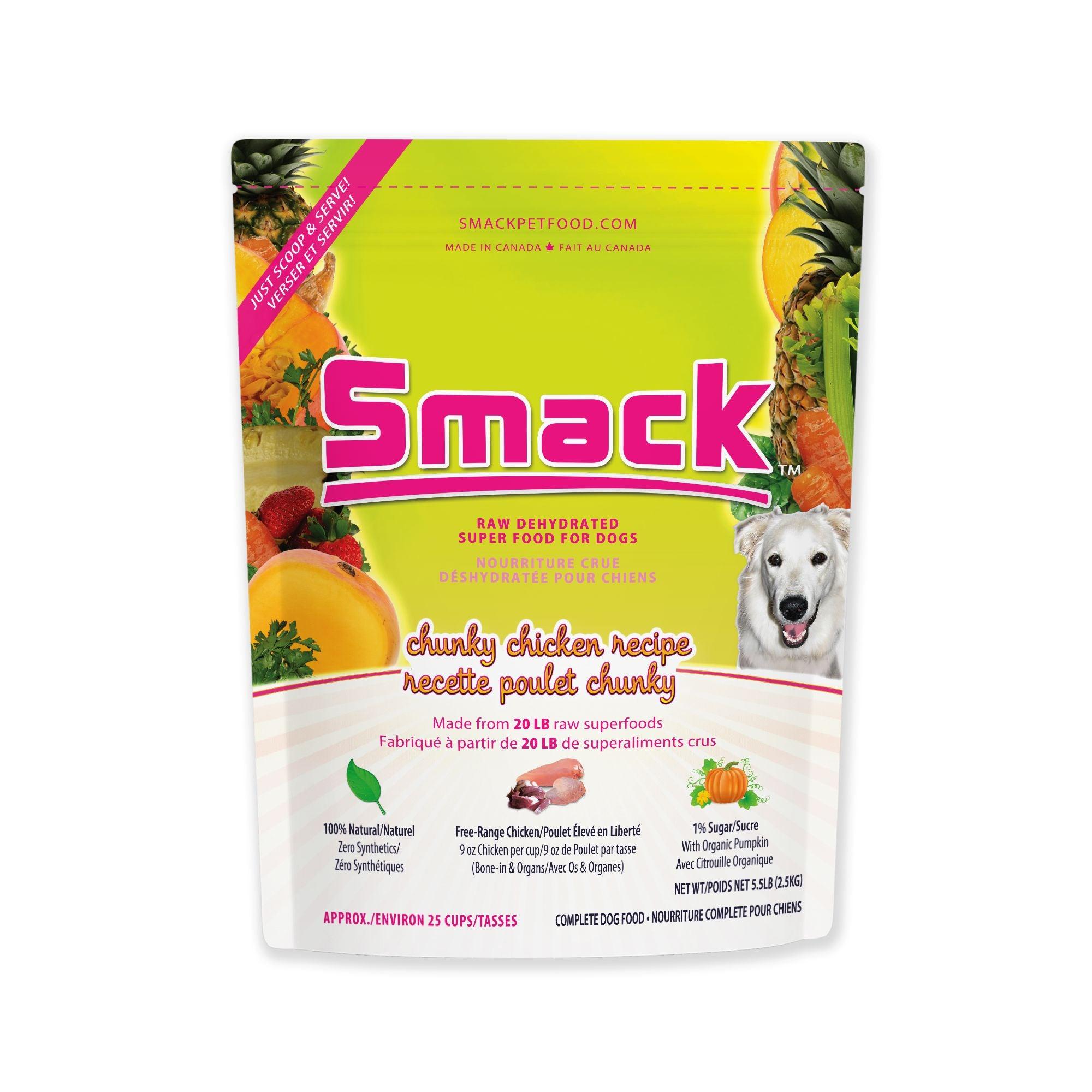 Smack Pet Food Chunky Chicken Dehydrated Dog Food, 5.5-lb|2.5-kg