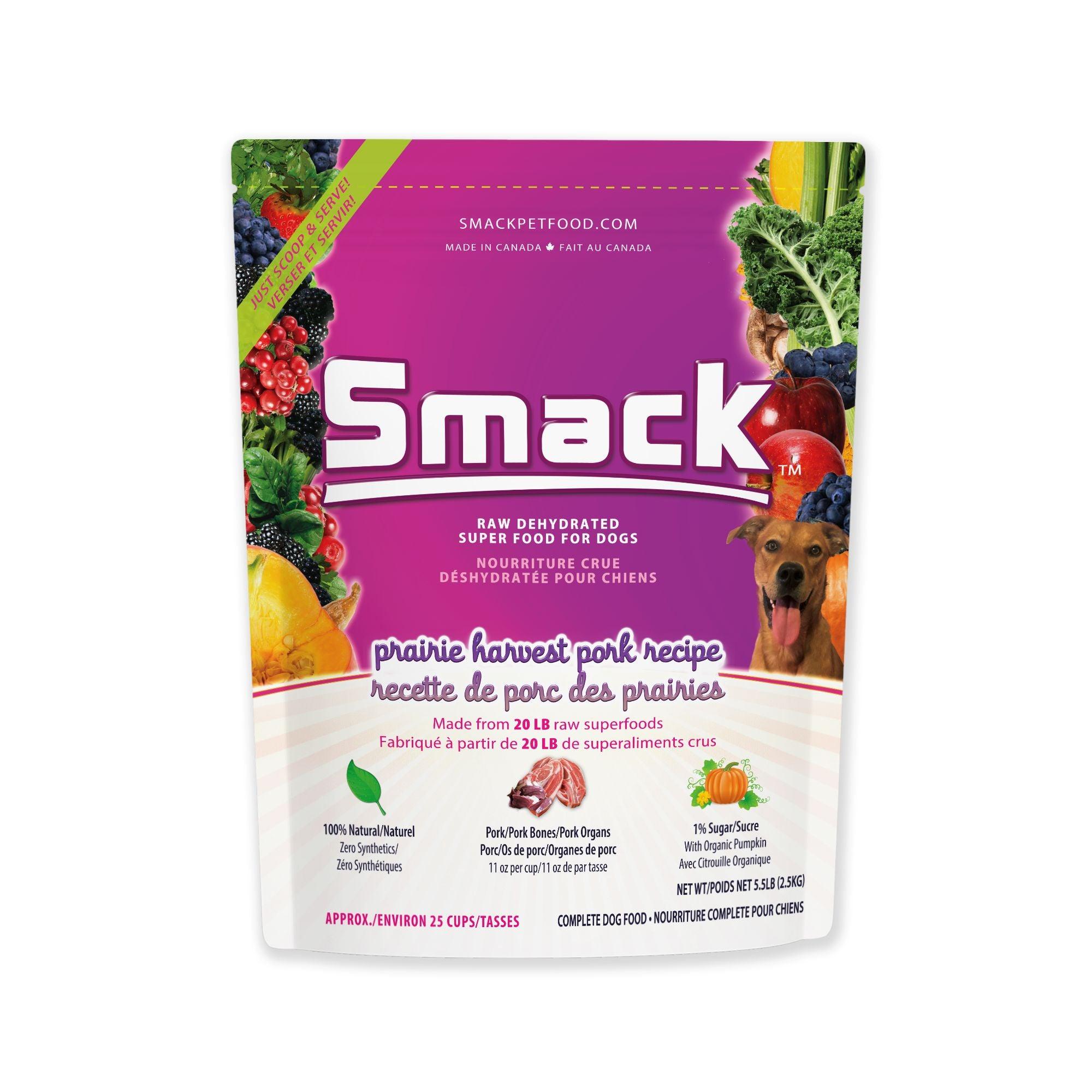 Smack Pet Food Prairie Harvest Pork Dehydrated Dog Food, 5.5-lb|2.5-kg
