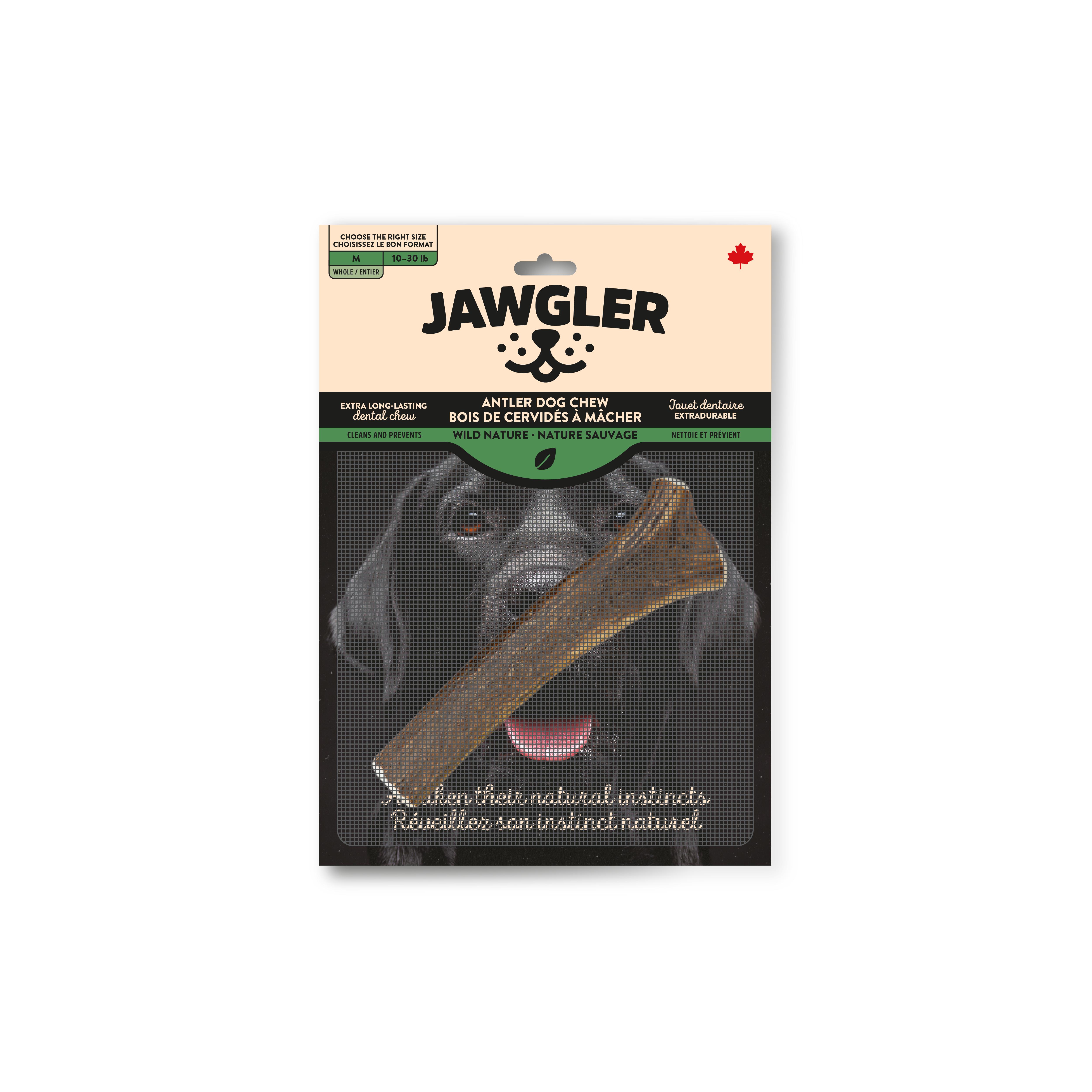 Jawgler Whole Antler Wild Nature Chew Dog Toy, Medium