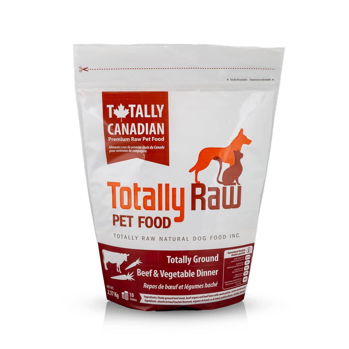Totally Raw Pet Food Totally Ground Beef & Vegetable Dinner Frozen Dog Food