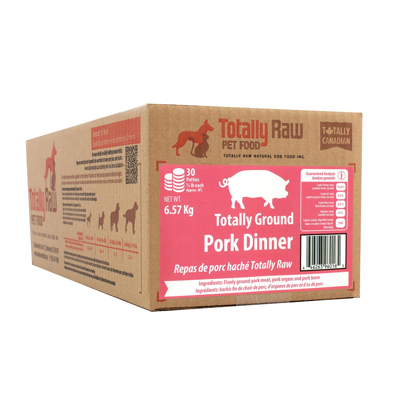 Totally Raw Pet Food Totally Ground Pork Dinner Frozen Dog Food, 6.57-kg