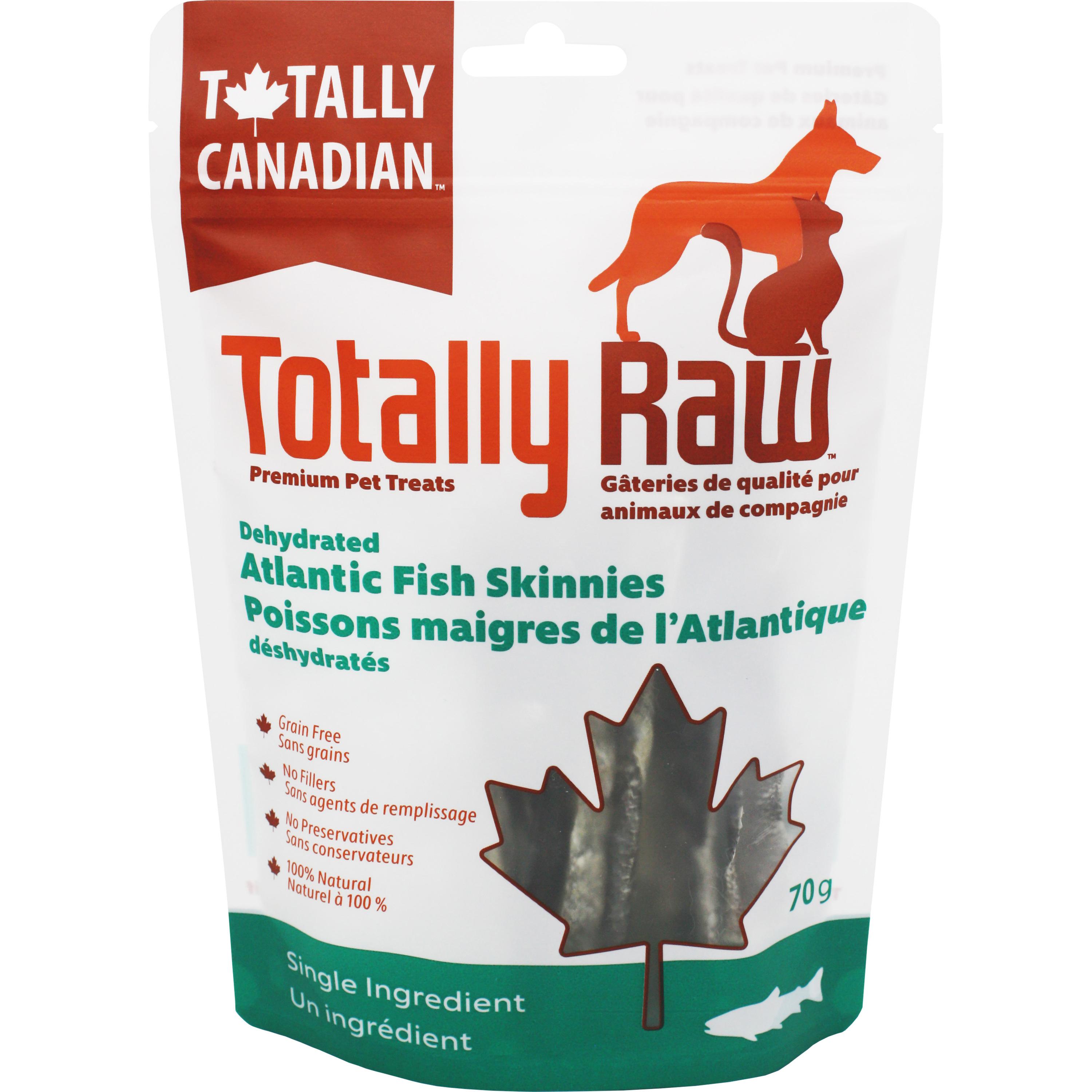 Totally Raw Pet Food Atlantic Fish Skinnies Dehydrated Dog Treats, 70-gram