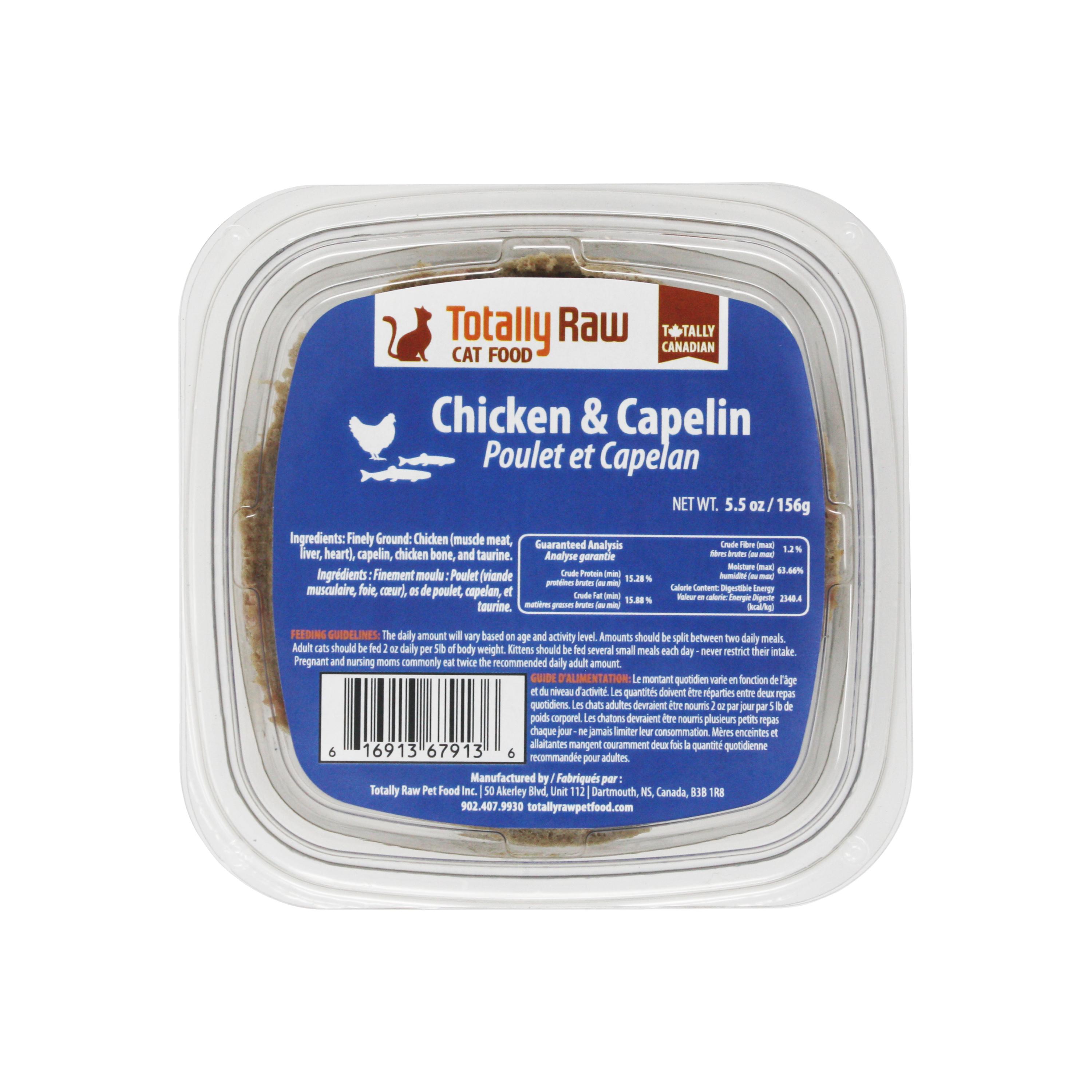 Totally Raw Pet Food Chicken & Capelin Frozen Cat Food, 156-gram (Size: 156-gram)