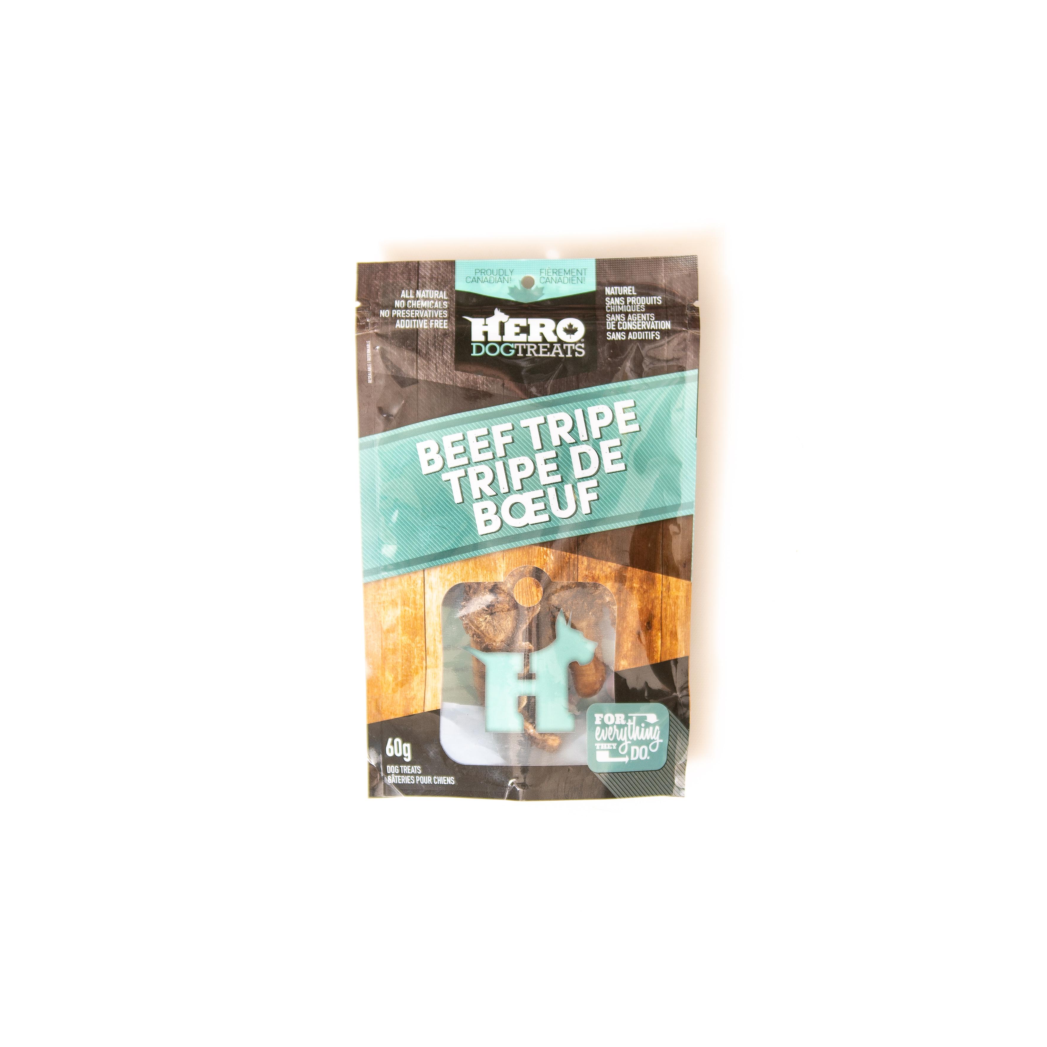 HeroDogTreats Friandises tripes de bœuf pour chiens, 60 grammes