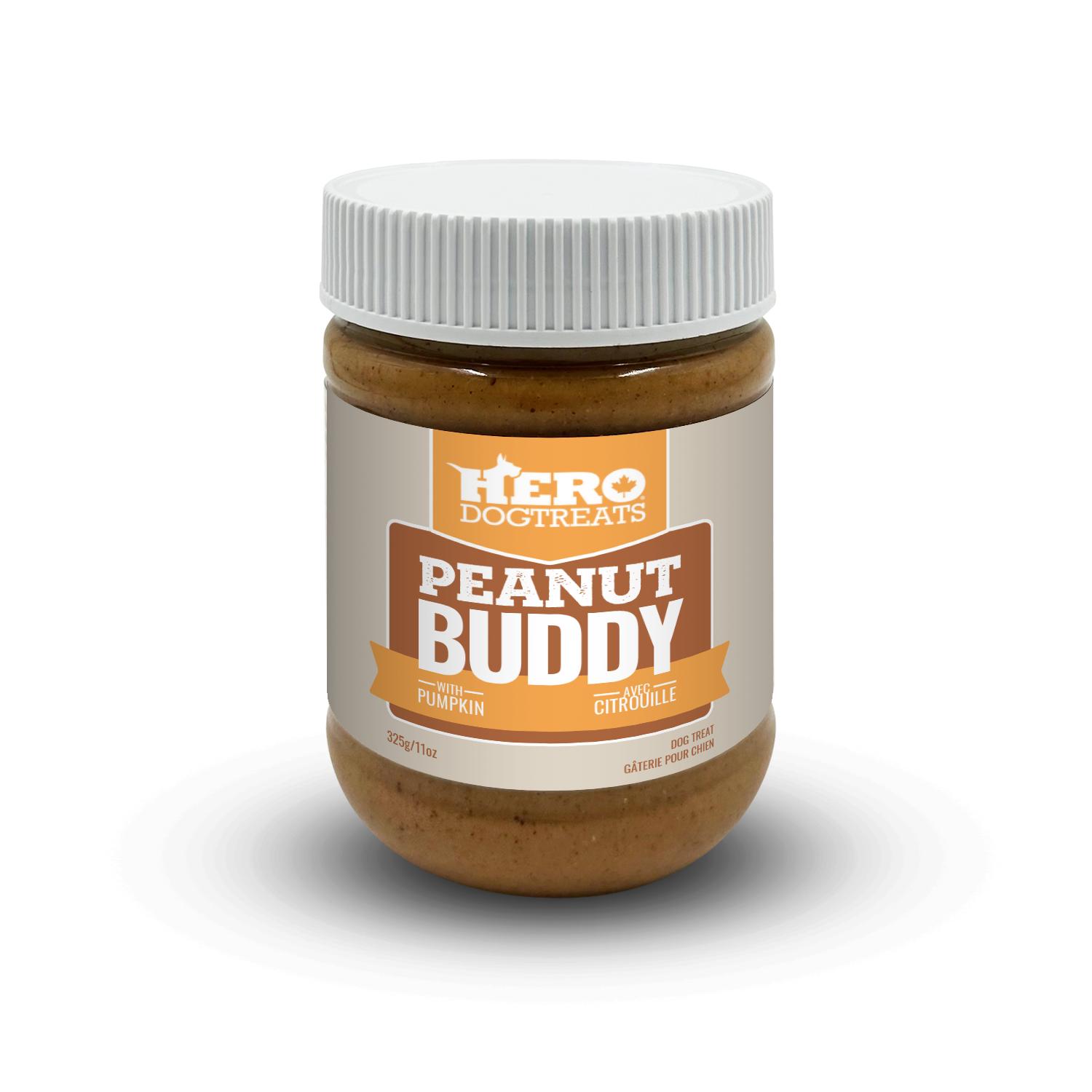 HeroDogTreats Peanut Buddy Bully Stick Dog Treats, 325-gram
