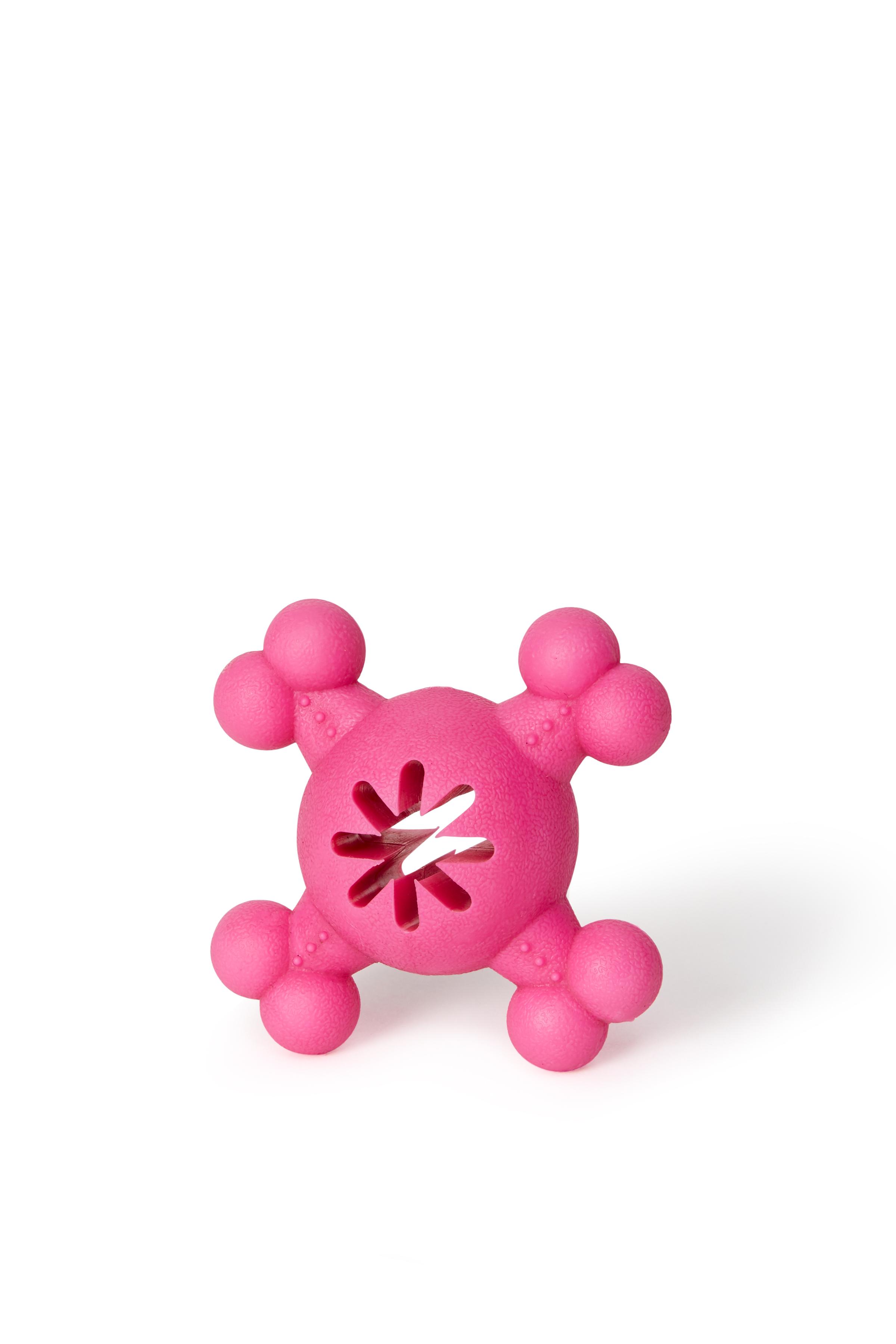 Bud'z Rubber Round Bone with Treat Hole Dog Toy, Pink, 9-cm