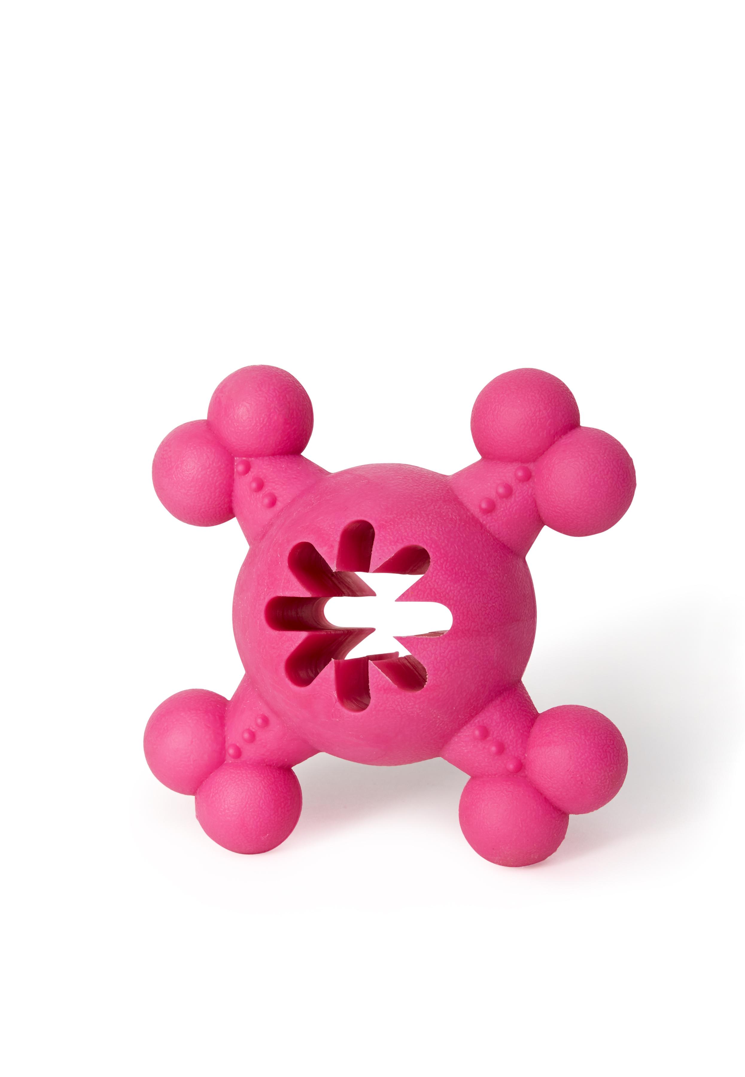Bud'z Rubber Round Bone with Treat Hole Dog Toy, Pink, 12.5-cm