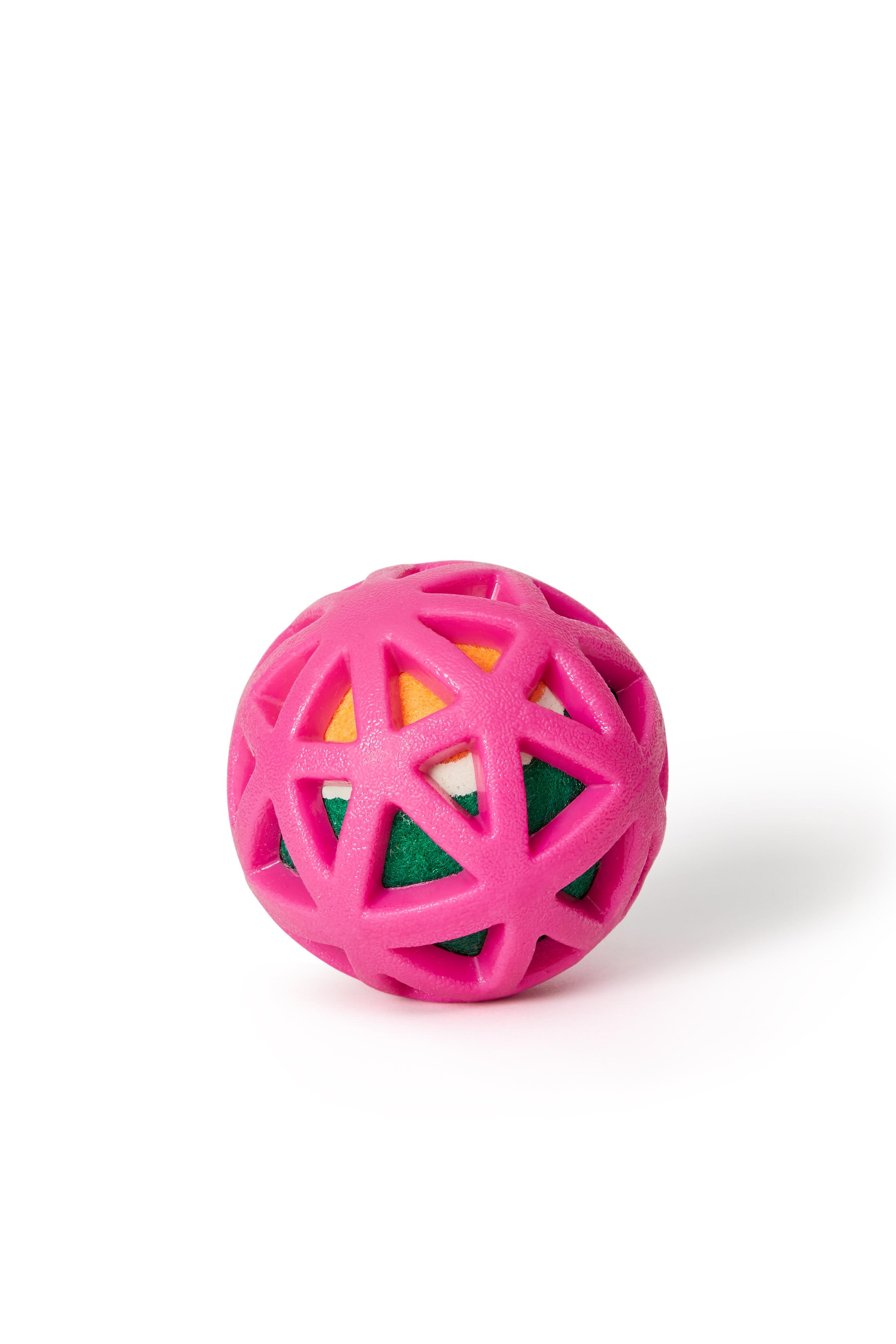 Bud'z Rubber Ball with Tennis Ball Dog Toy, Pink, 8-cm