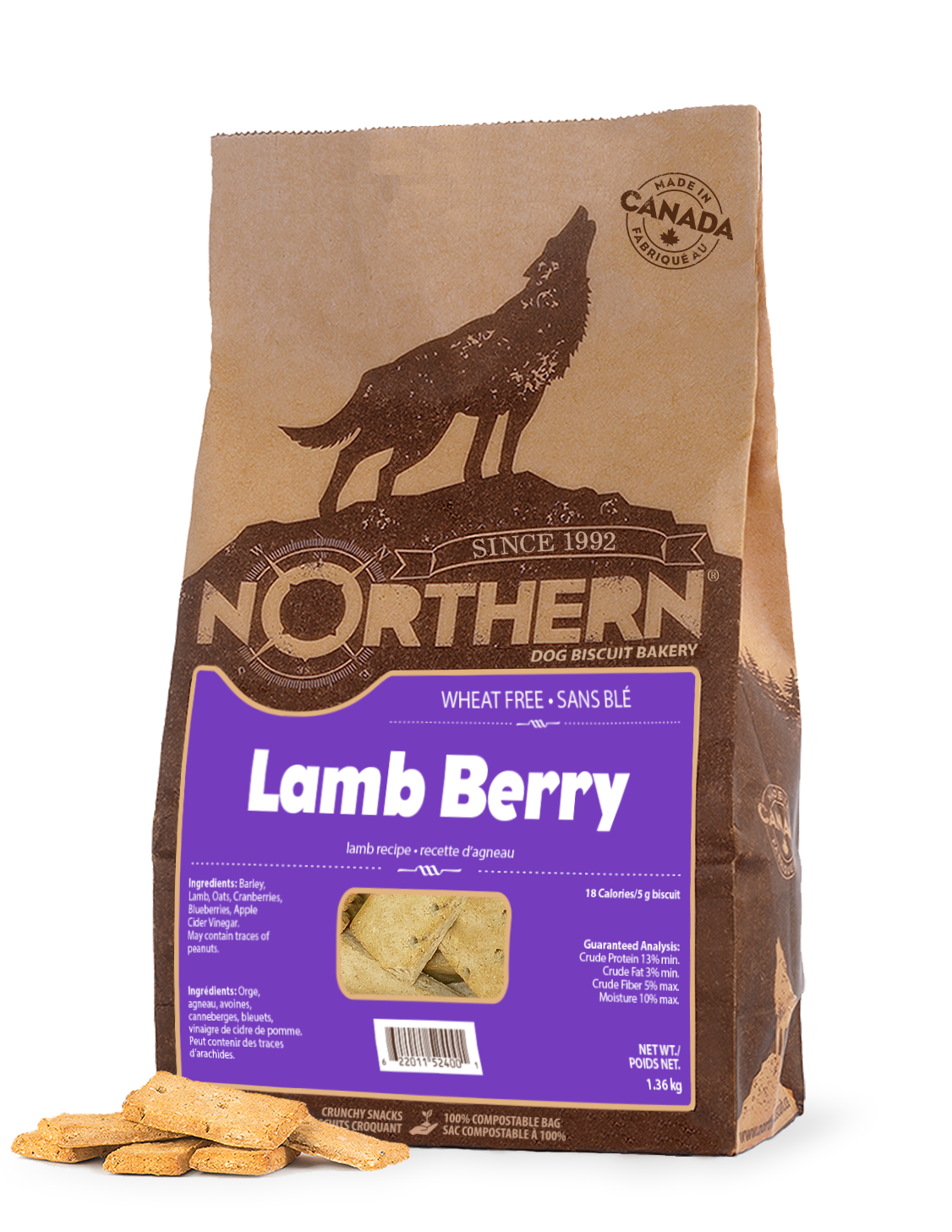Northern Biscuit Lamb Berry Dog Treats, 1.36-kg