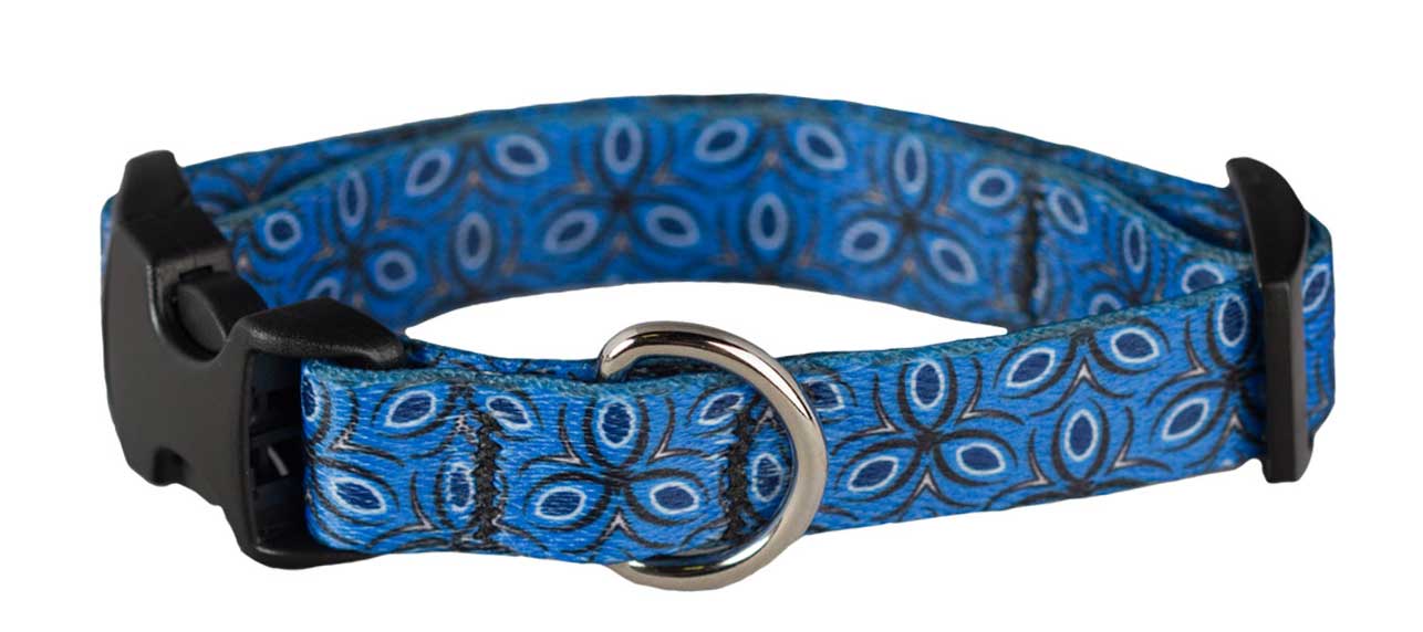 Cycle Dog Ecoweave SkinnyWidth Collar with Plastic Buckle for Dogs, Blue Tri-Style, Small (Size: Small)