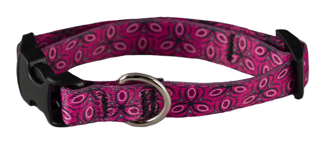 Cycle Dog Ecoweave SkinnyWidth Collar with Plastic Buckle for Dogs, Fuchsia Tri-Style, Small