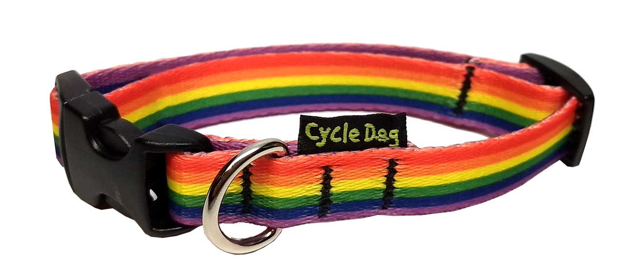 Cycle Dog Ecoweave SkinnyWidth Collar with Plastic Buckle for Dogs, Pride, Small (Size: Small)