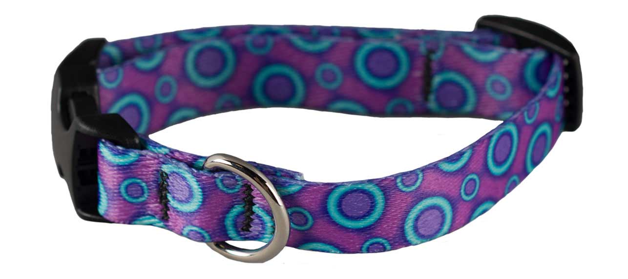 Cycle Dog Ecoweave SkinnyWidth Collar with Plastic Buckle for Dogs, Purple Blue SpaceDots, Small