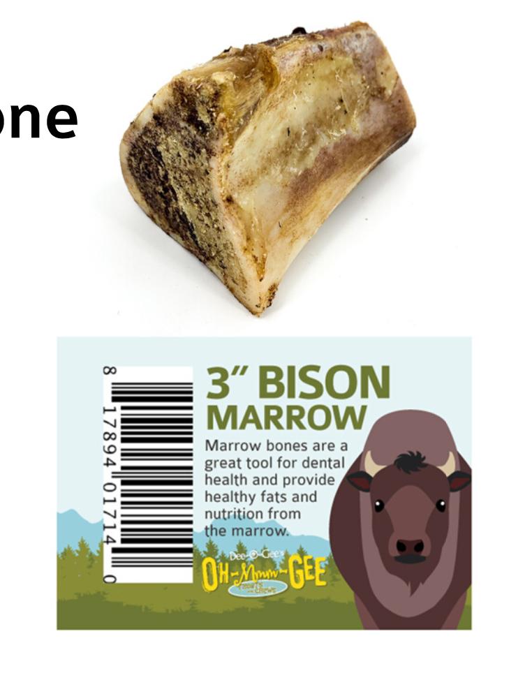 Dee-O-Gee Oh-Mmm-Gee Bison Marrow Bone Slow-Baked Dog Treats, 3-in