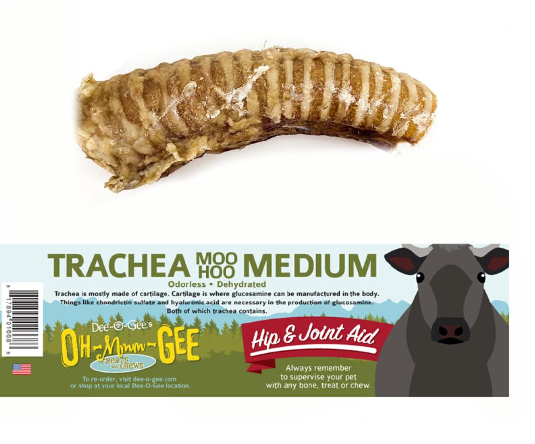 Dee-O-Gee Oh-Mmm-Gee MooHoo Beef Trachea Dog Treats, Medium