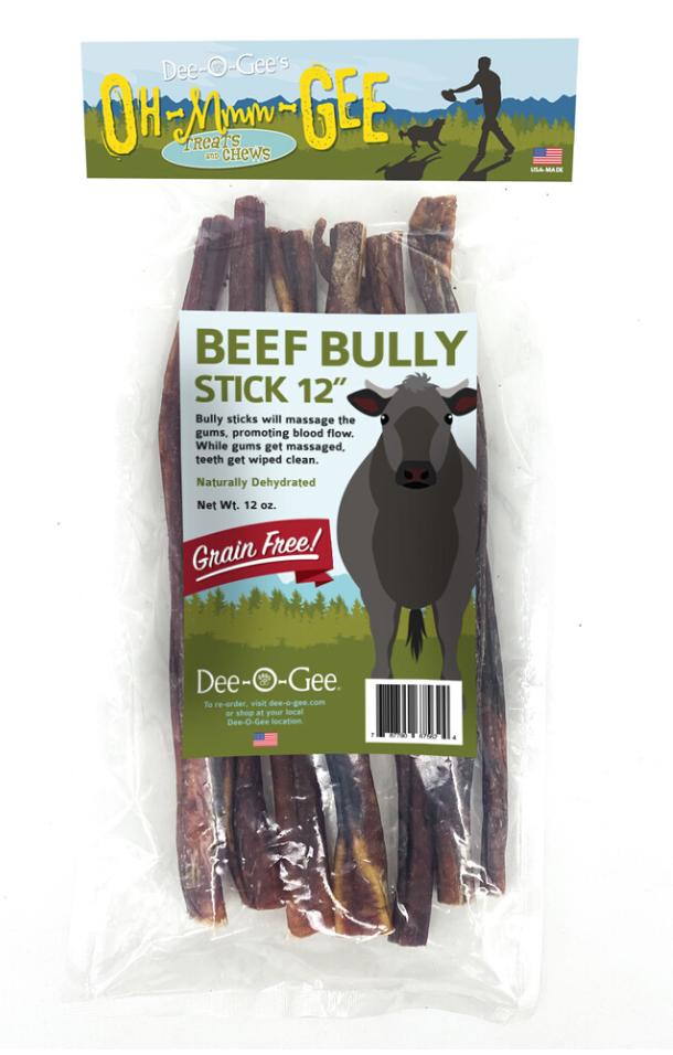 Dee-O-Gee Oh-Mmm-Gee Beef Bully Stick Dog Treats, 12-in, 12-oz