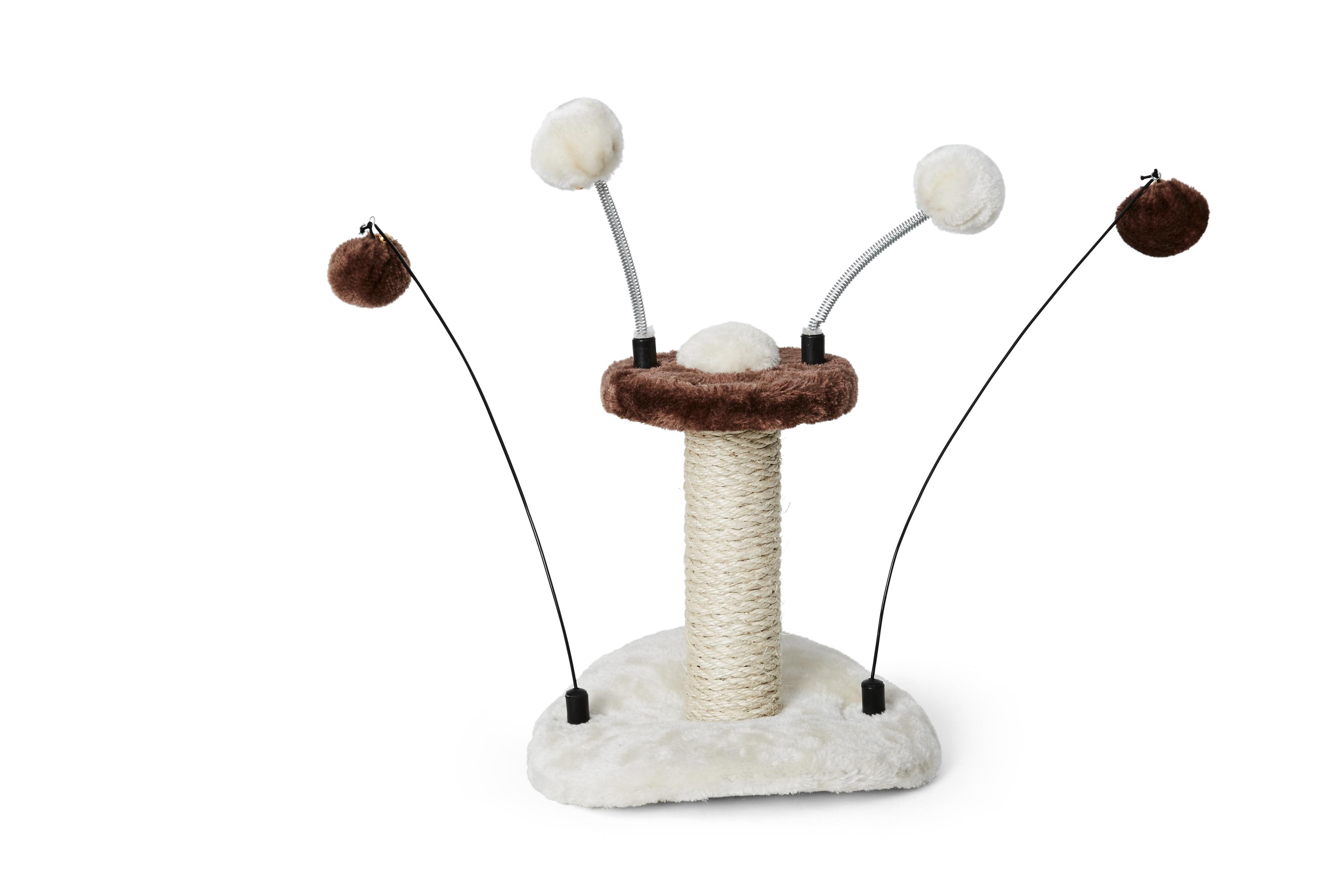 Bud'z Balls & Sisal Cat Scratcher, Mini, Brown, 26 x 25 x 28.5-cm (Size: 26 x 25 x 28.5-cm)