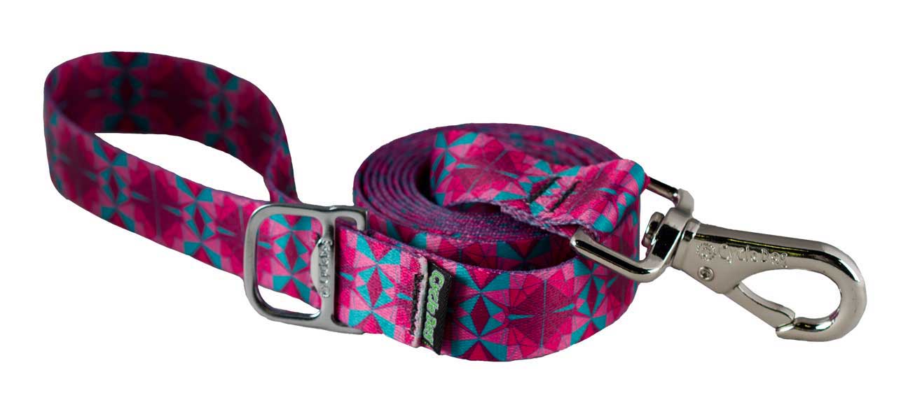 Cycle Dog Ecoweave SkinnyWidth Dog Leash, Fuchsia/Teal Kaleidoscope, 6-ft (Size: 6-ft)
