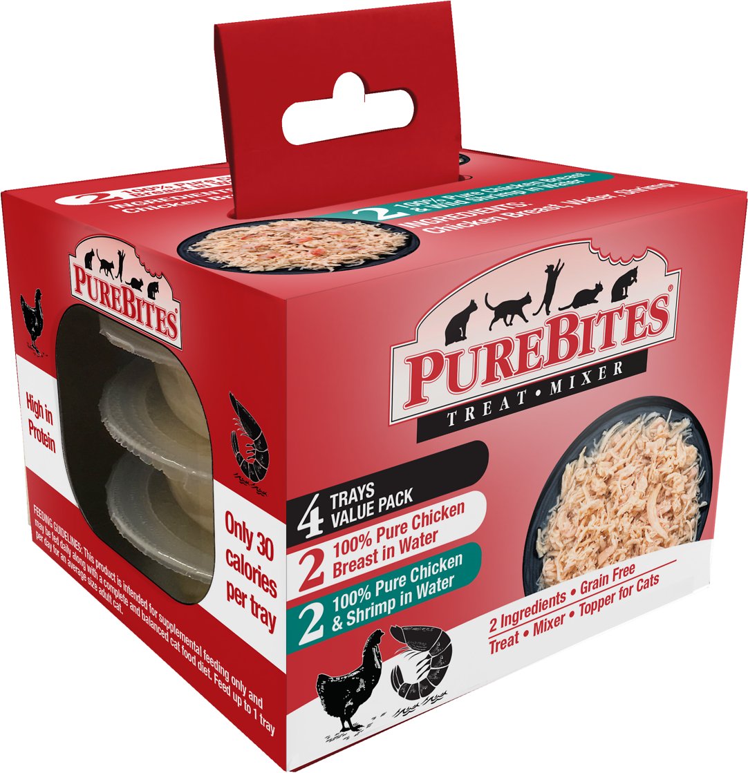 PureBites Mixers 100% Chicken Breast & Wild Ocean Shrimp Variety Pack Cat Food Trays, 1.76-oz, 4-pack