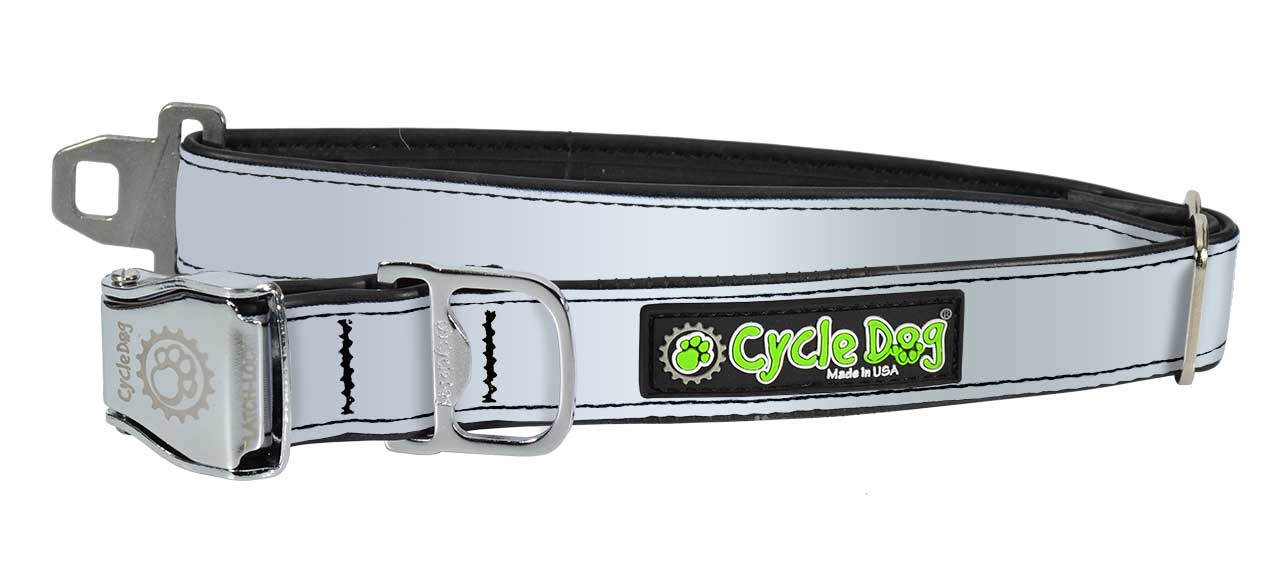 Cycle Dog FattyWidth Collar with Metal Buckle for Dogs, Silver MAX Reflective, Large