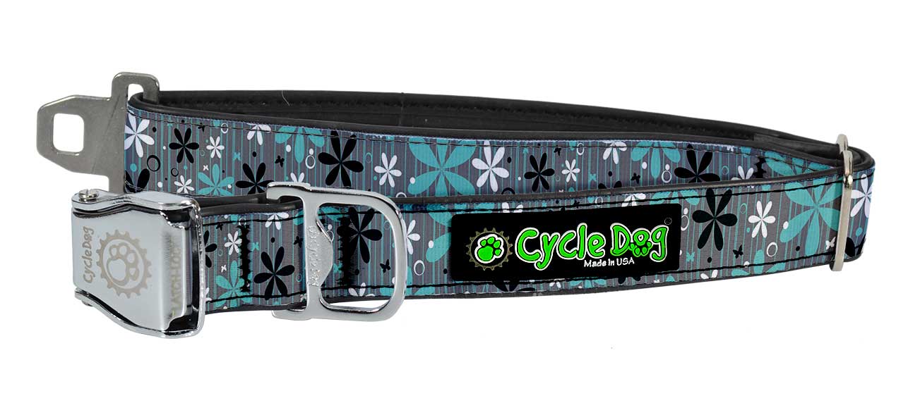 Cycle Dog Mint Retro Flowers Dog Collar