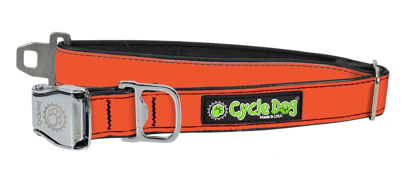 Cycle Dog FattyWidth Collar with Metal Buckle for Dogs, Orange MAX Reflective