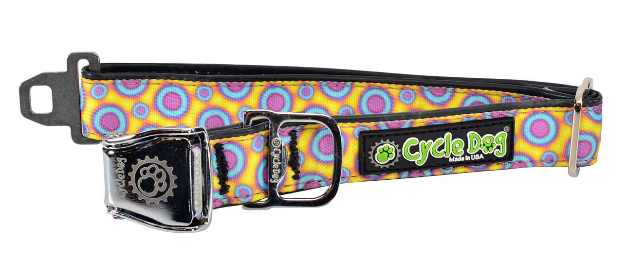 Cycle Dog FattyWidth Collar with Metal Buckle for Dogs, Yellow Purple SpaceDots, Large
