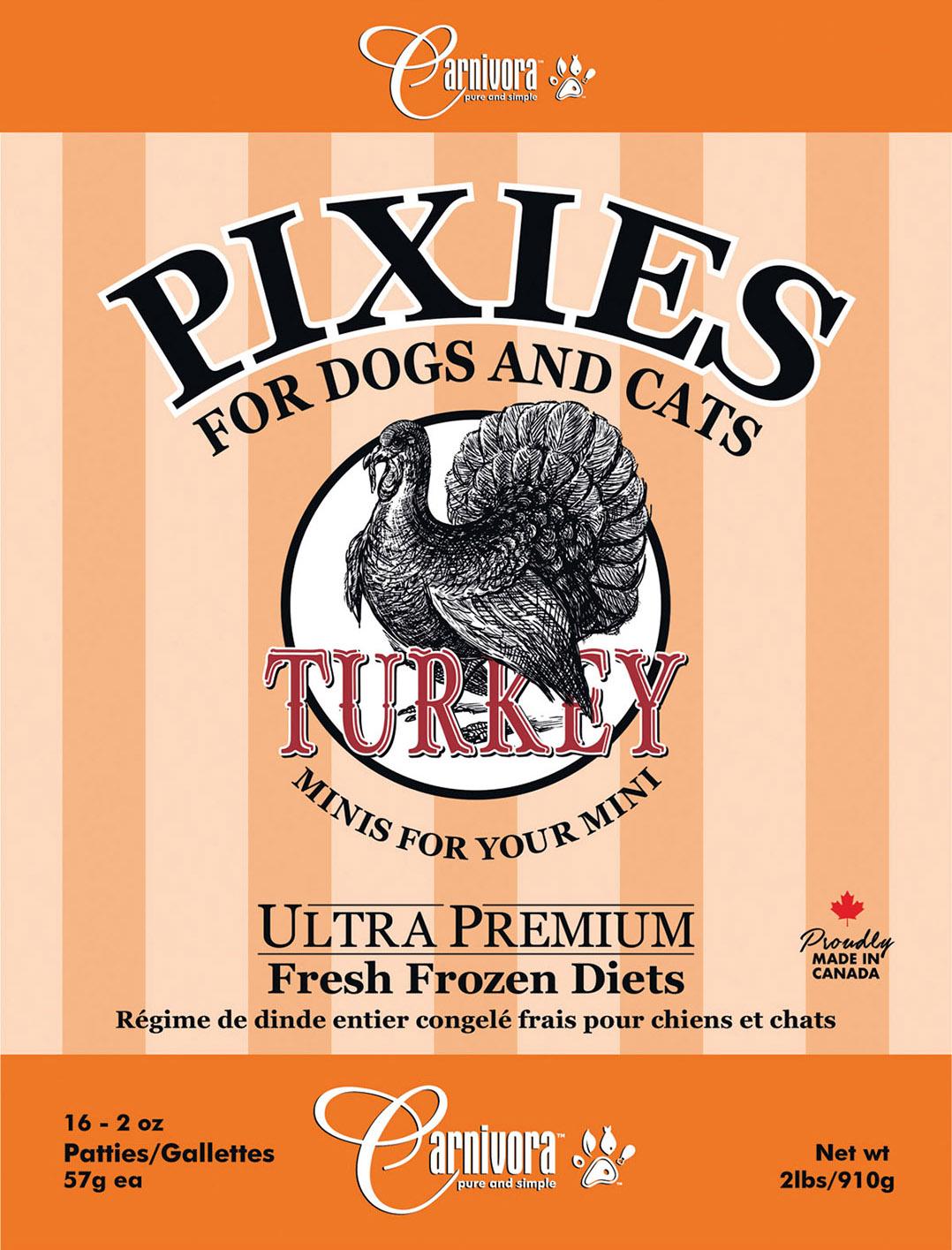 Carnivora Pixie Turkey Diet Frozen Cat & Dog Food, 2-lb