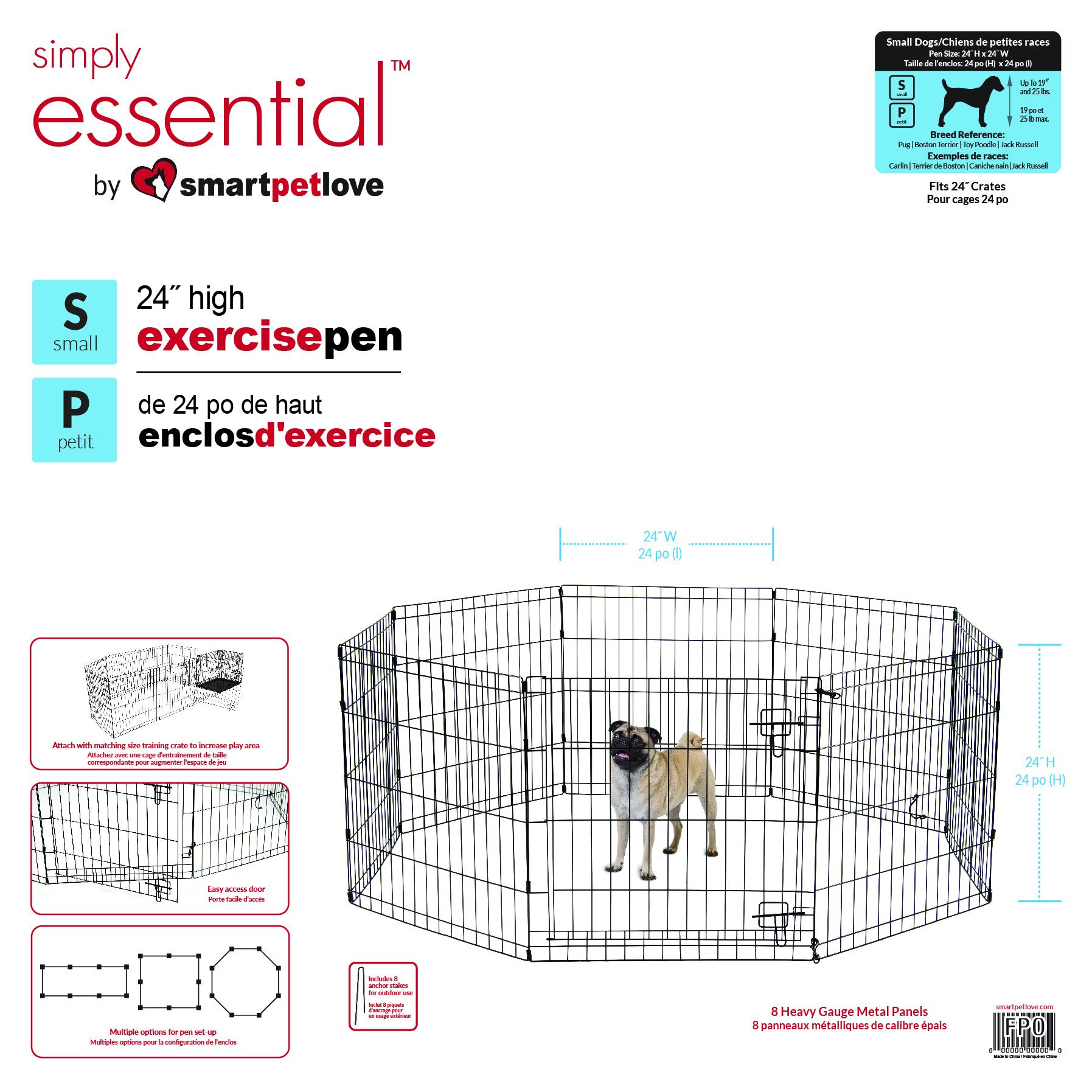 Smart Pet Love Simply Essential 8 Panel Dog Exercise Pen, Black, Small