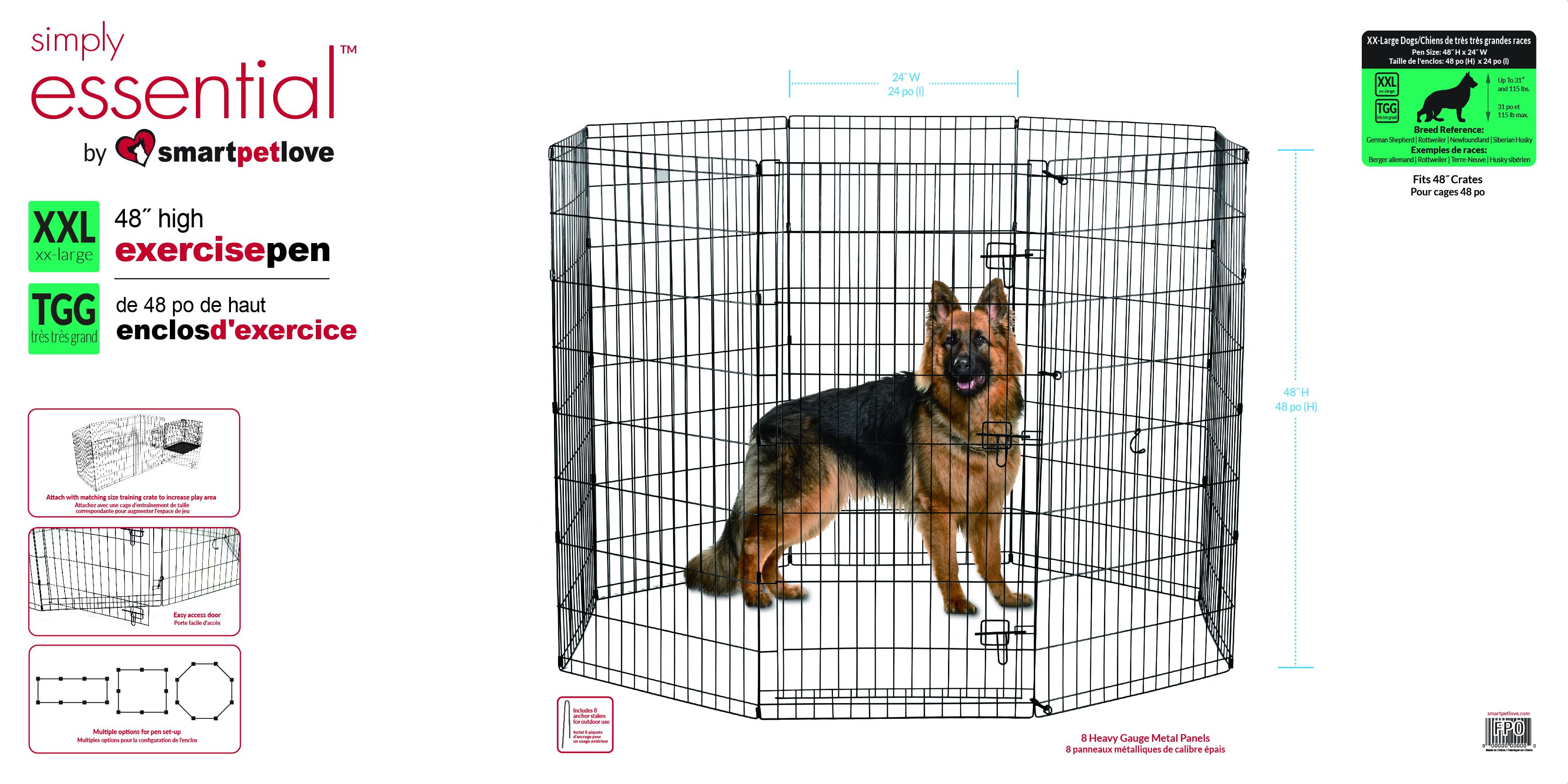 Smart Pet Love Simply Essential 8 Panel Dog Exercise Pen, Black, XX-Large