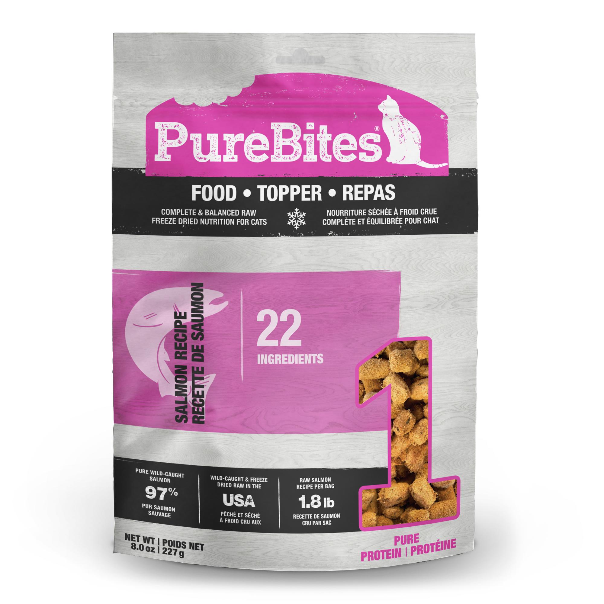 PureBites Salmon Recipe Freeze-Dried Cat Food Topper, 8-oz