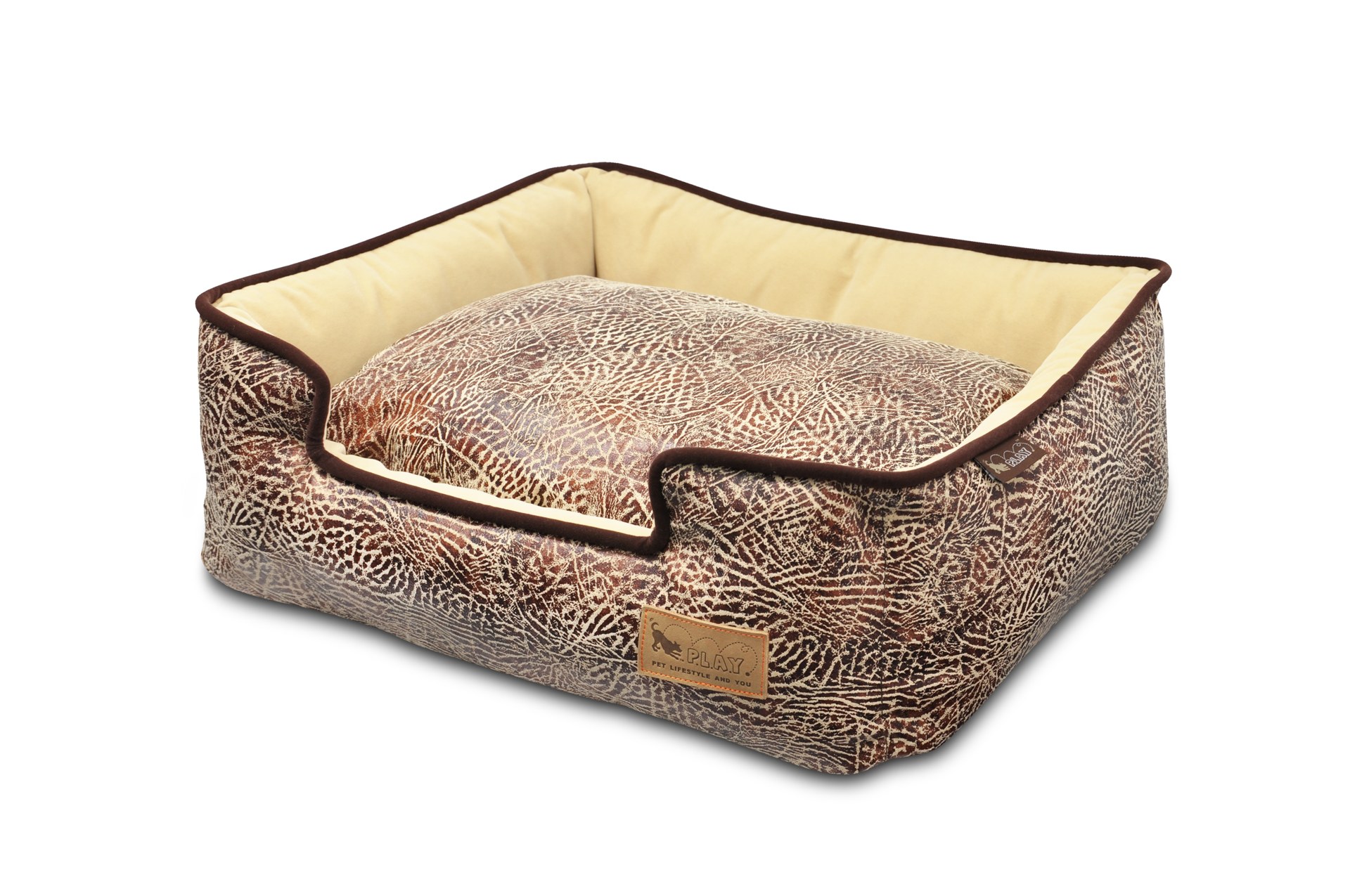 P.L.A.Y. Savannah Lounge Dog Bed, Brown, Large
