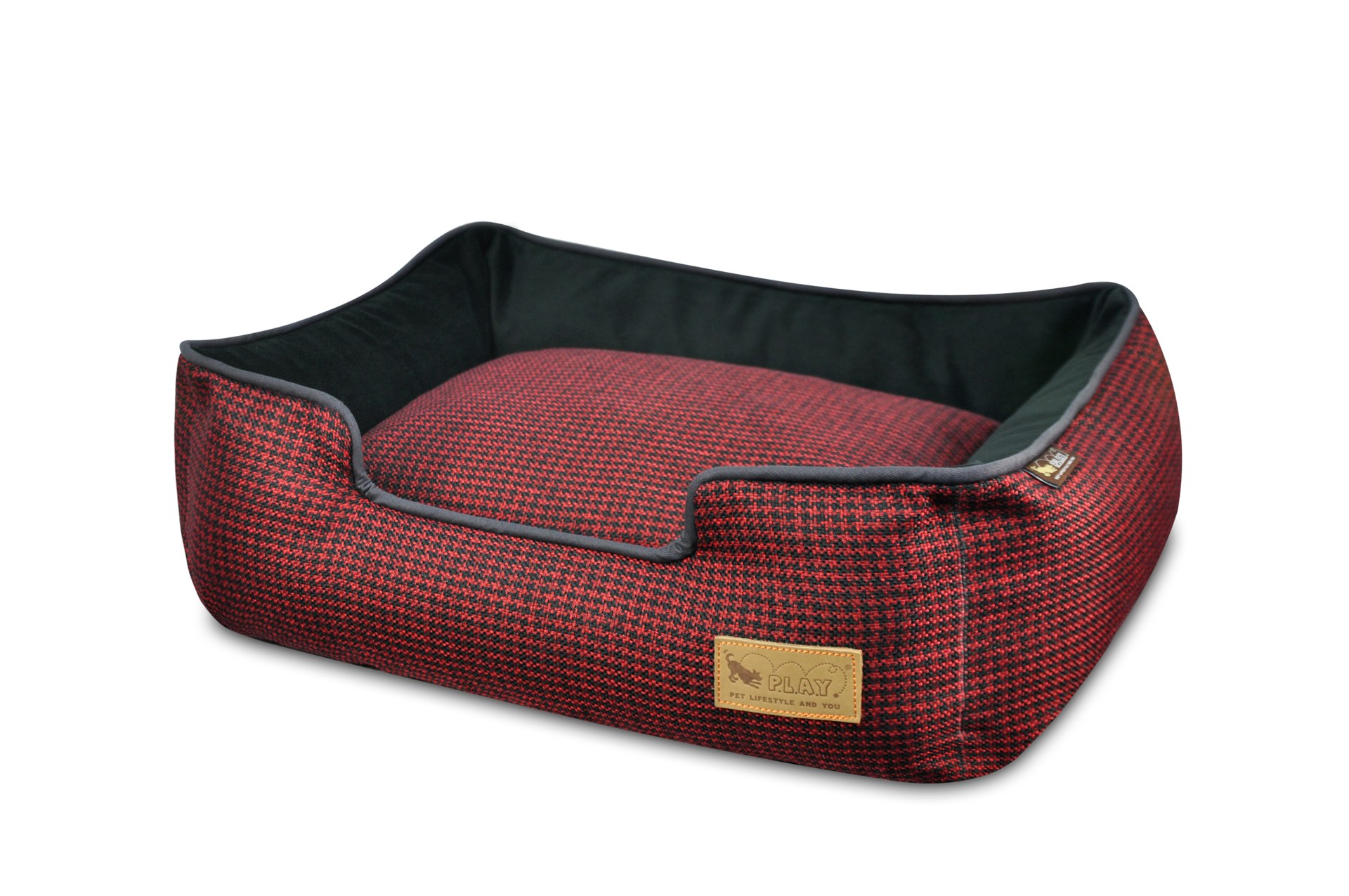 P.L.A.Y. Houndstooth Lounge Dog Bed, Red