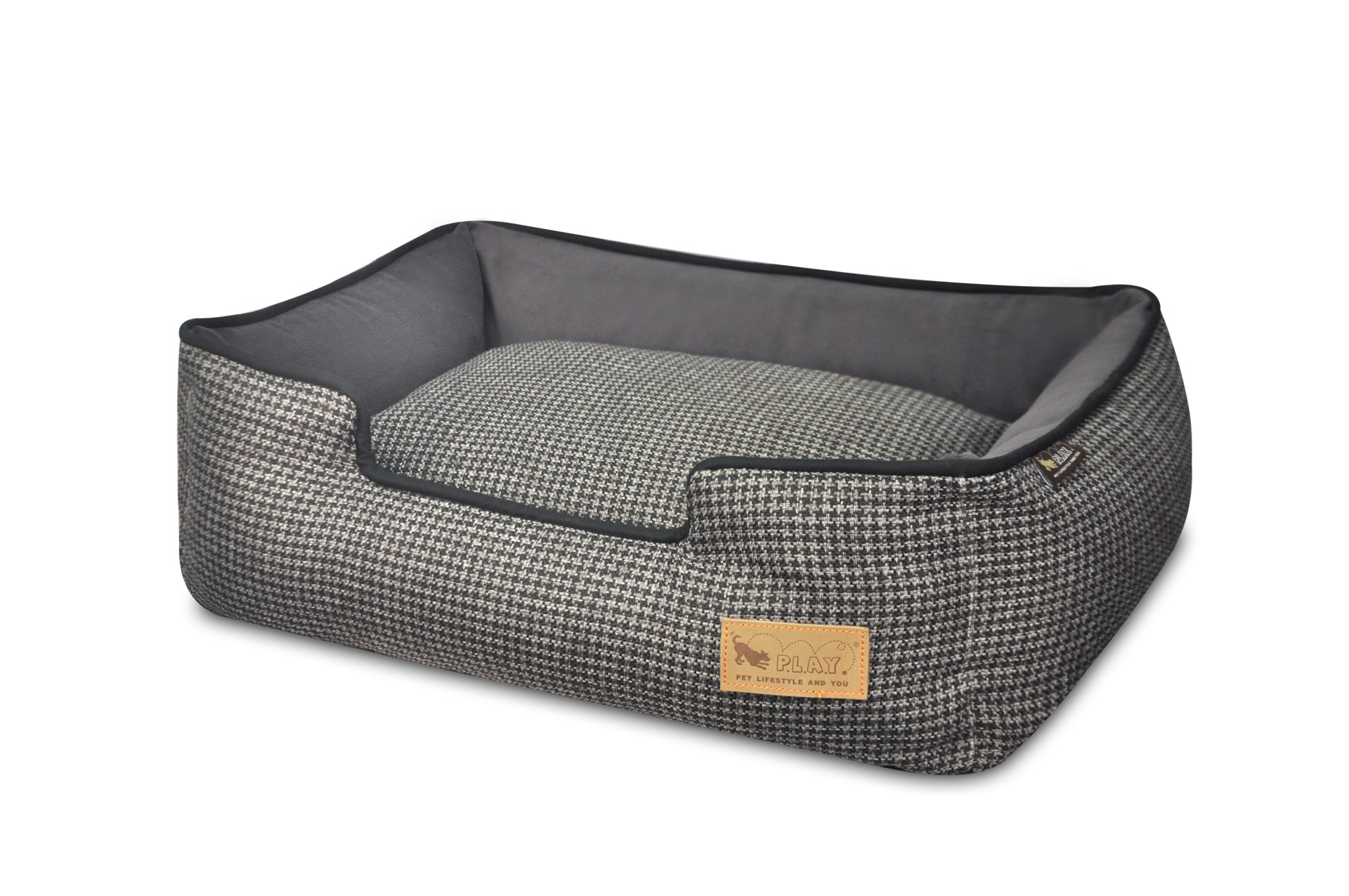 P.L.A.Y. Houndstooth Lounge Dog Bed, Black