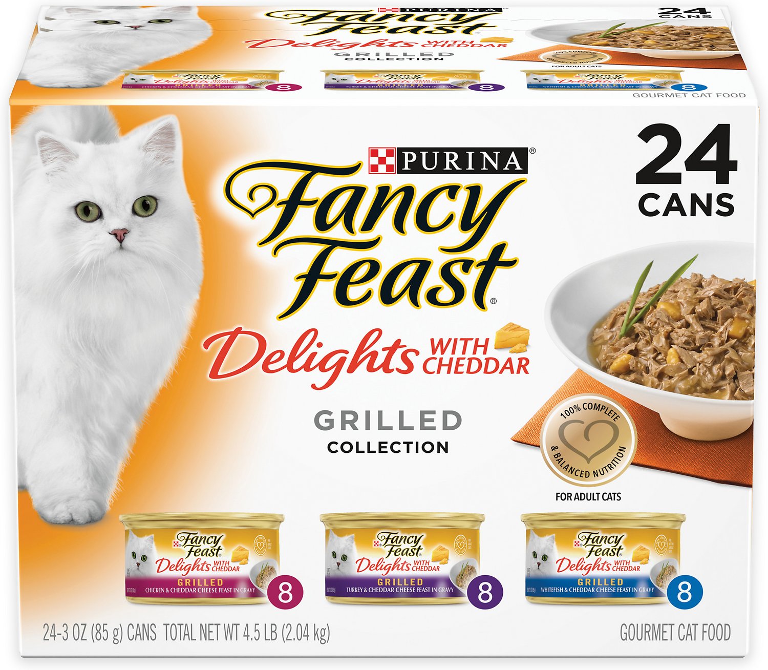 Fancy Feast Delights with Cheddar Grilled Variety Pack Canned Cat Food, 3-oz, 24-pack (Size: 3-oz, 24-pack)