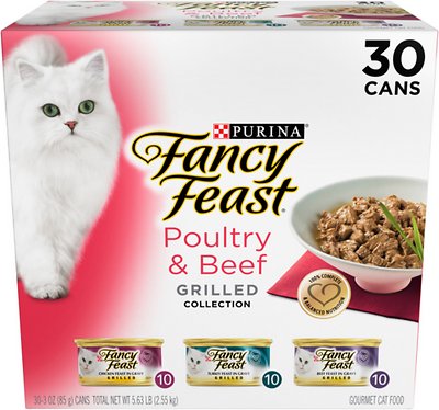 Fancy Feast Grilled Poultry & Beef Feast Variety Pack Canned Cat Food, 3-oz, 30-count