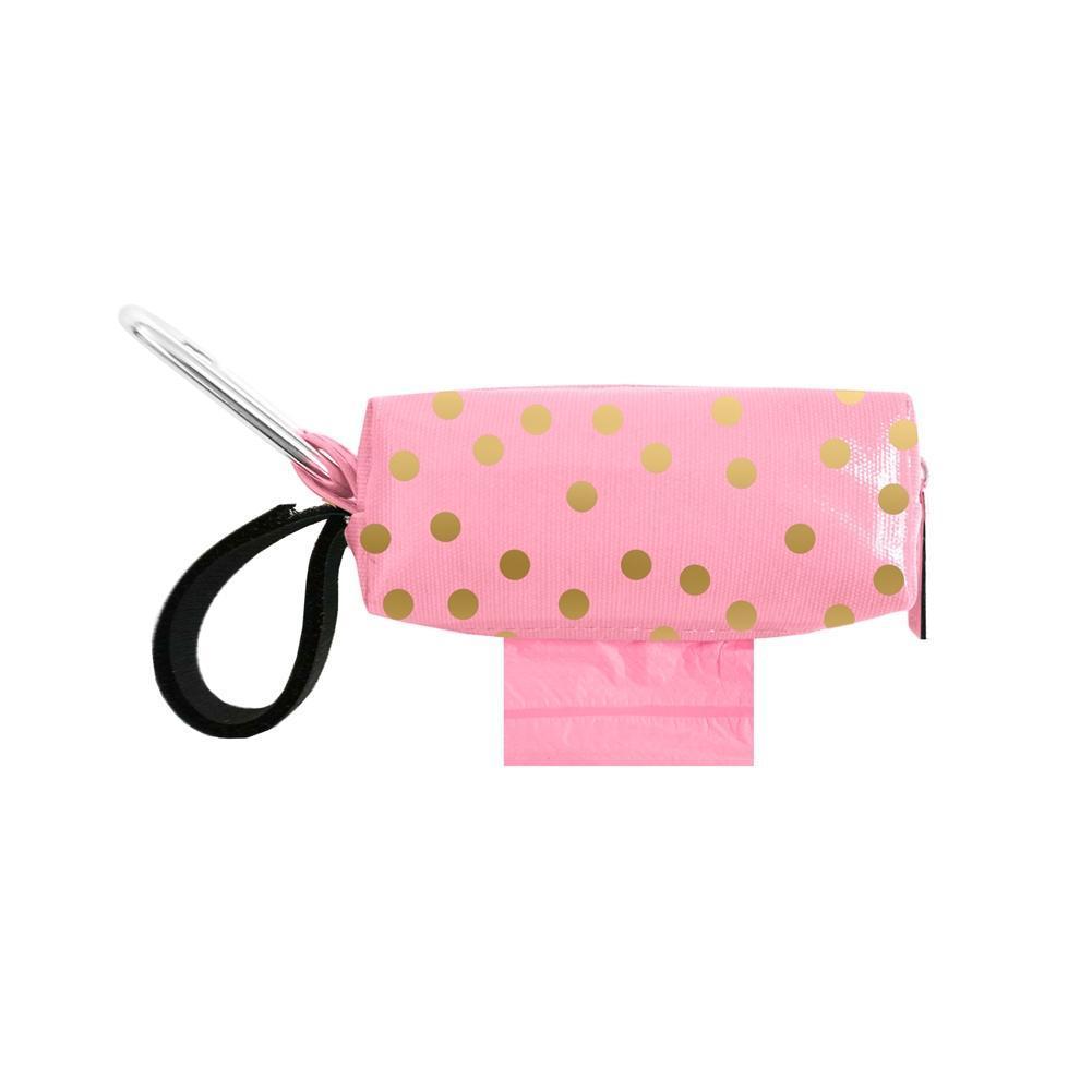 Doggie Walk Bags Pink With Gold Dots Bag Holder