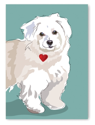 Paper Russells Card White Dog Greeting