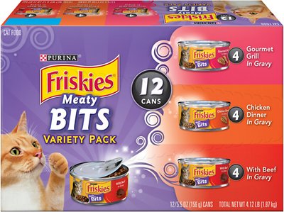 Friskies Meaty Bits Variety Pack Canned Cat Food, 5.5-oz, 12-pack