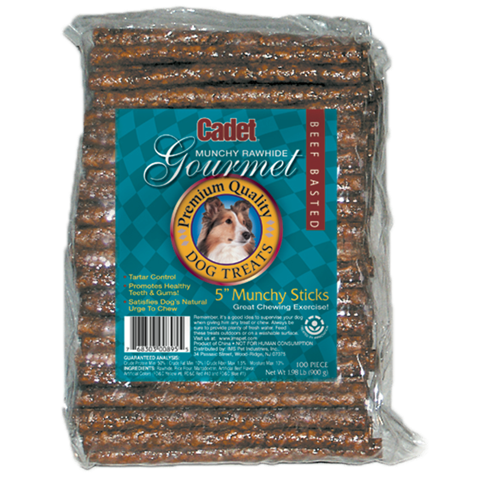 Cadet Beef Rawhide Muchy Sticks Dog Treats, 100-count