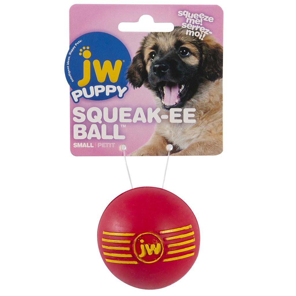 JW Pet Puppy Squeak-ee Ball Dog Toy, Red