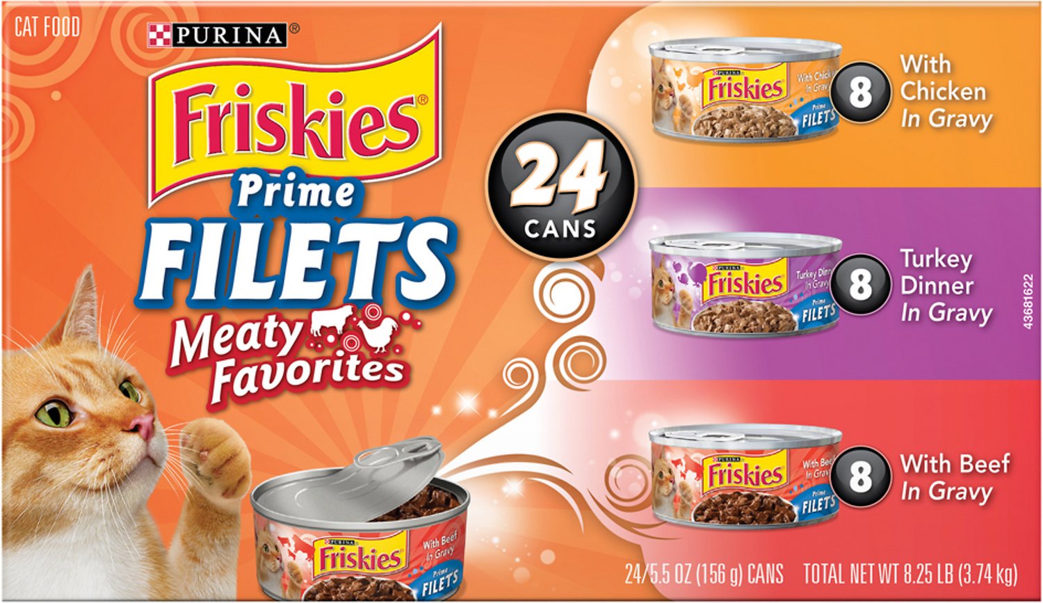 Friskies Prime Filets Meaty Favorites Variety Pack Canned Cat Food, 5.5-oz, 24-pack