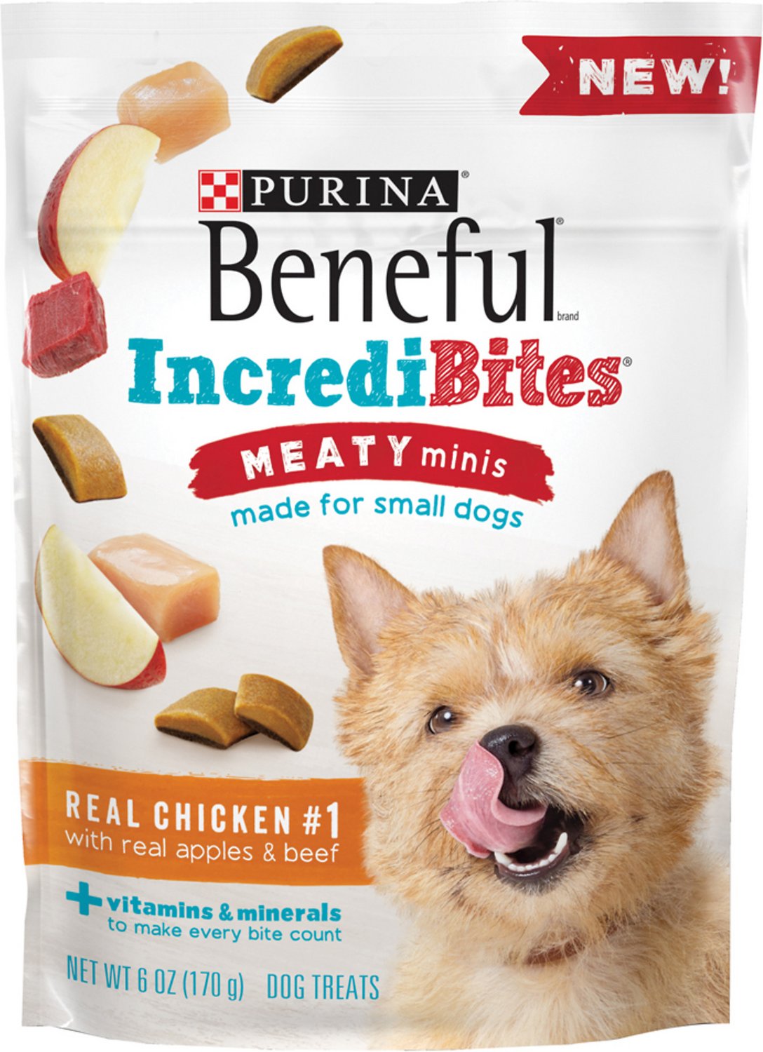 Purina Beneful IncrediBites for Small Dogs Meaty Minis Real Chicken With Real Apples & Beef Dog Treats, 6-oz