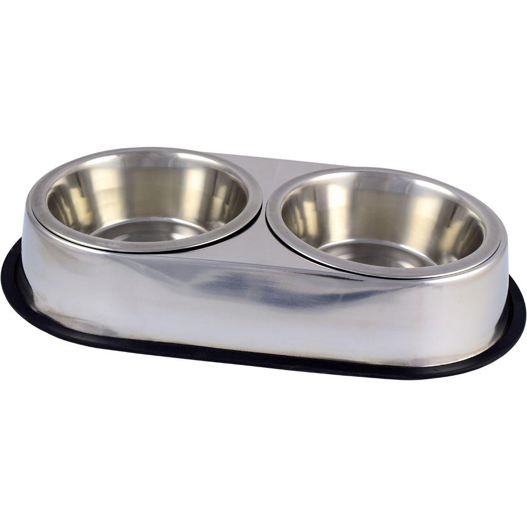 Unleashed Stainless Steel Double Diner Boxed Pet Bowl, 64-oz