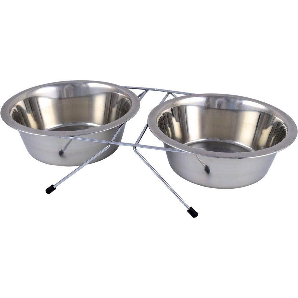 Unleashed Stainless Steel Double Diner Pet Bowl, 64-oz