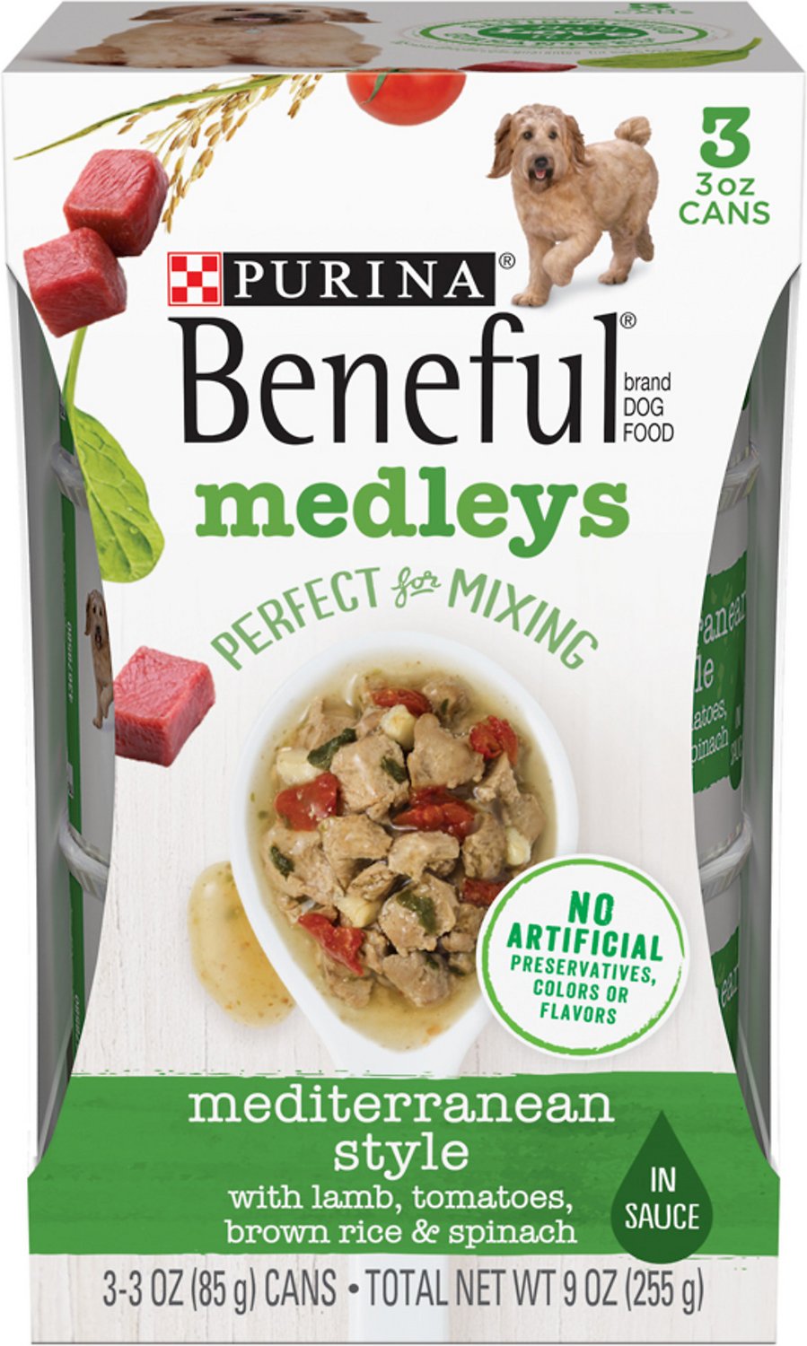Purina Beneful Medleys Mediterranean Style Canned Dog Food, 3-oz, pack of 3