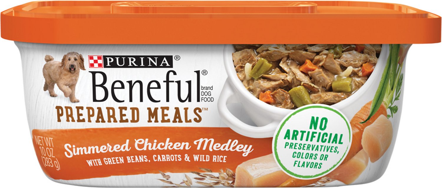 Purina Beneful Prepared Meals Simmered Chicken Medley with Green Beans, Carrots & Wild Rice Wet Dog Food, 10-oz