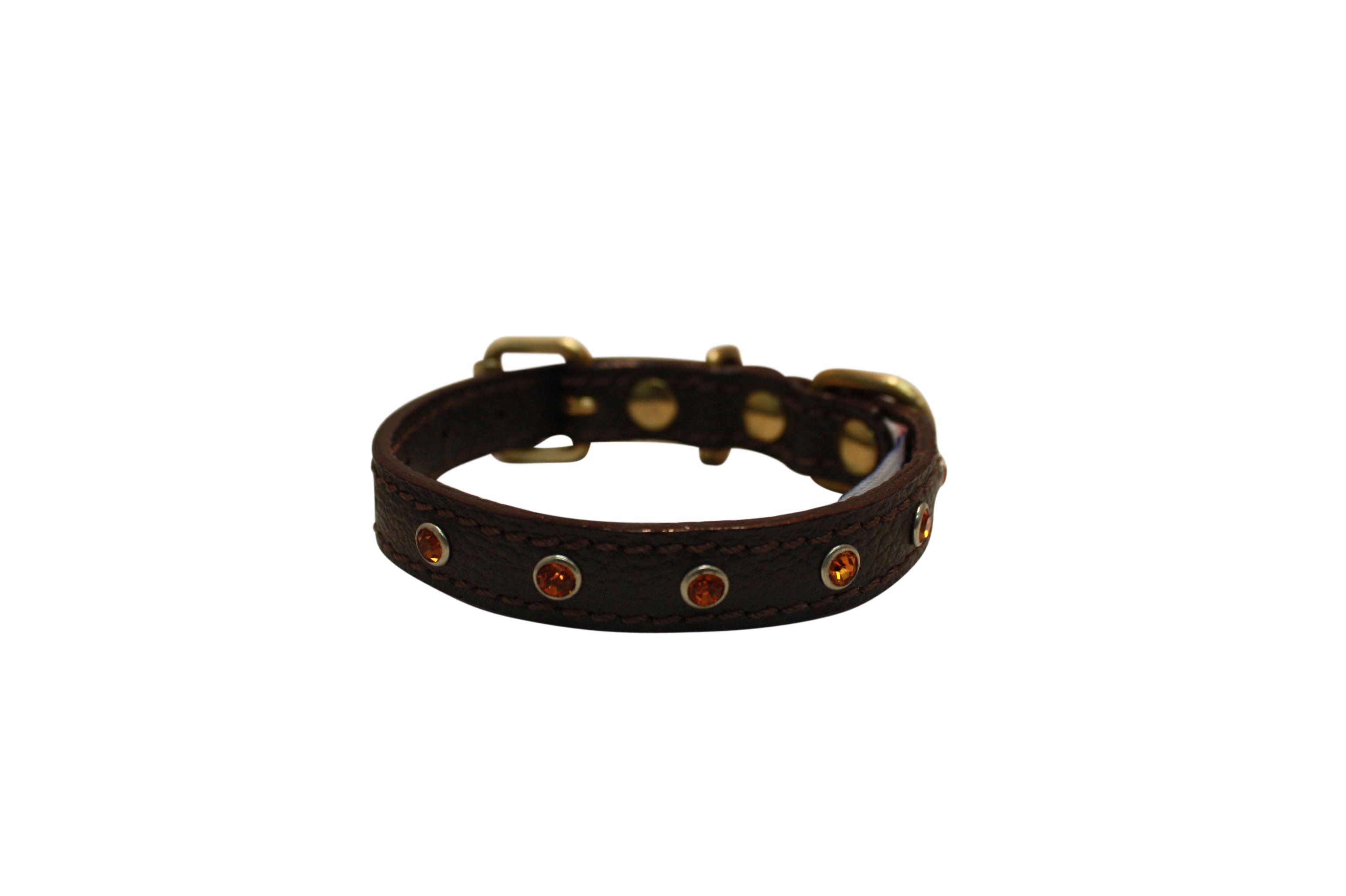 Angel Athens Rhinestone Dog Collar, Chocolate Brown, 14-in x 0.625-in