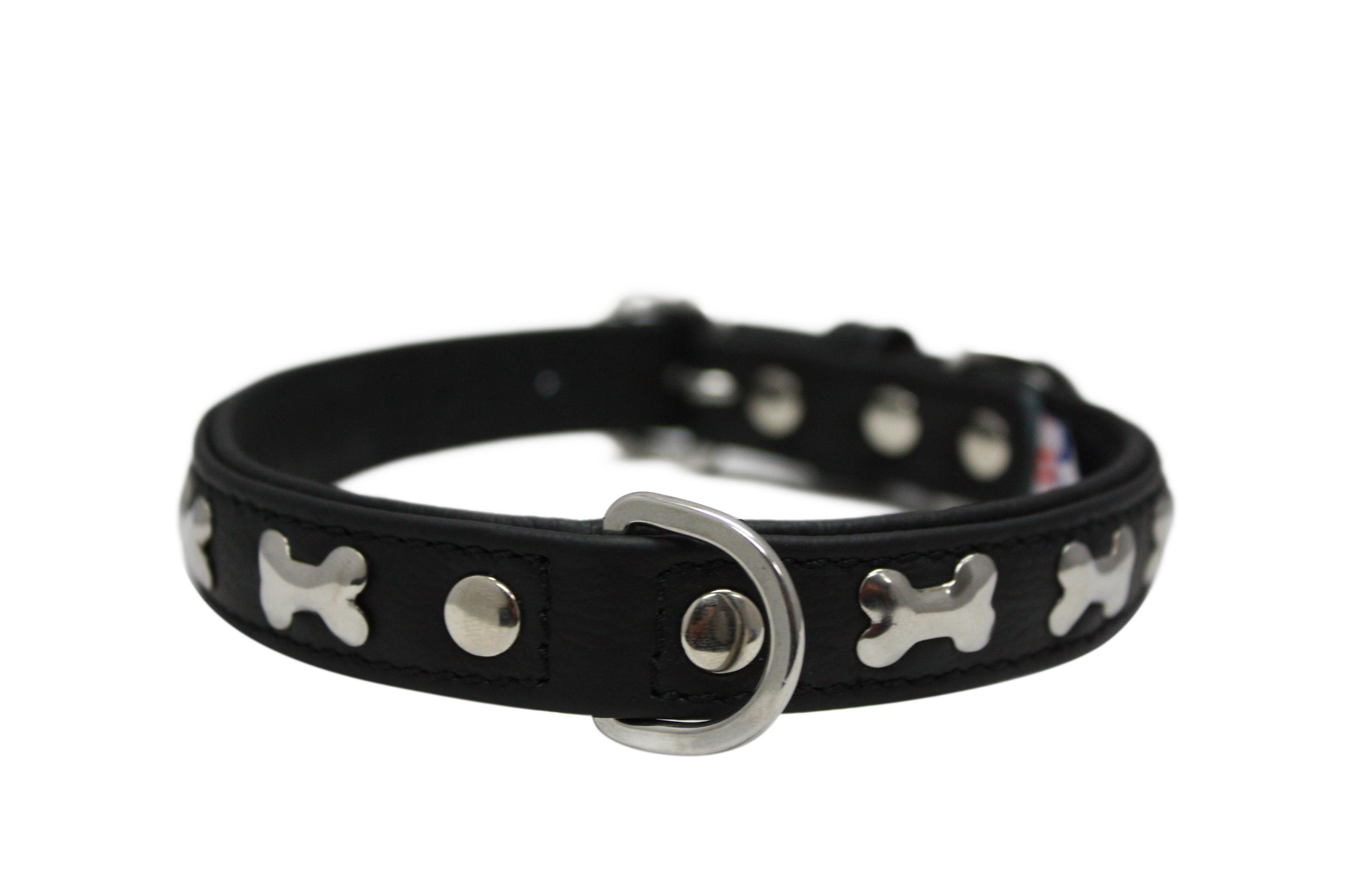 Angel Rotterdam Bones Dog Collar, Midnight Black