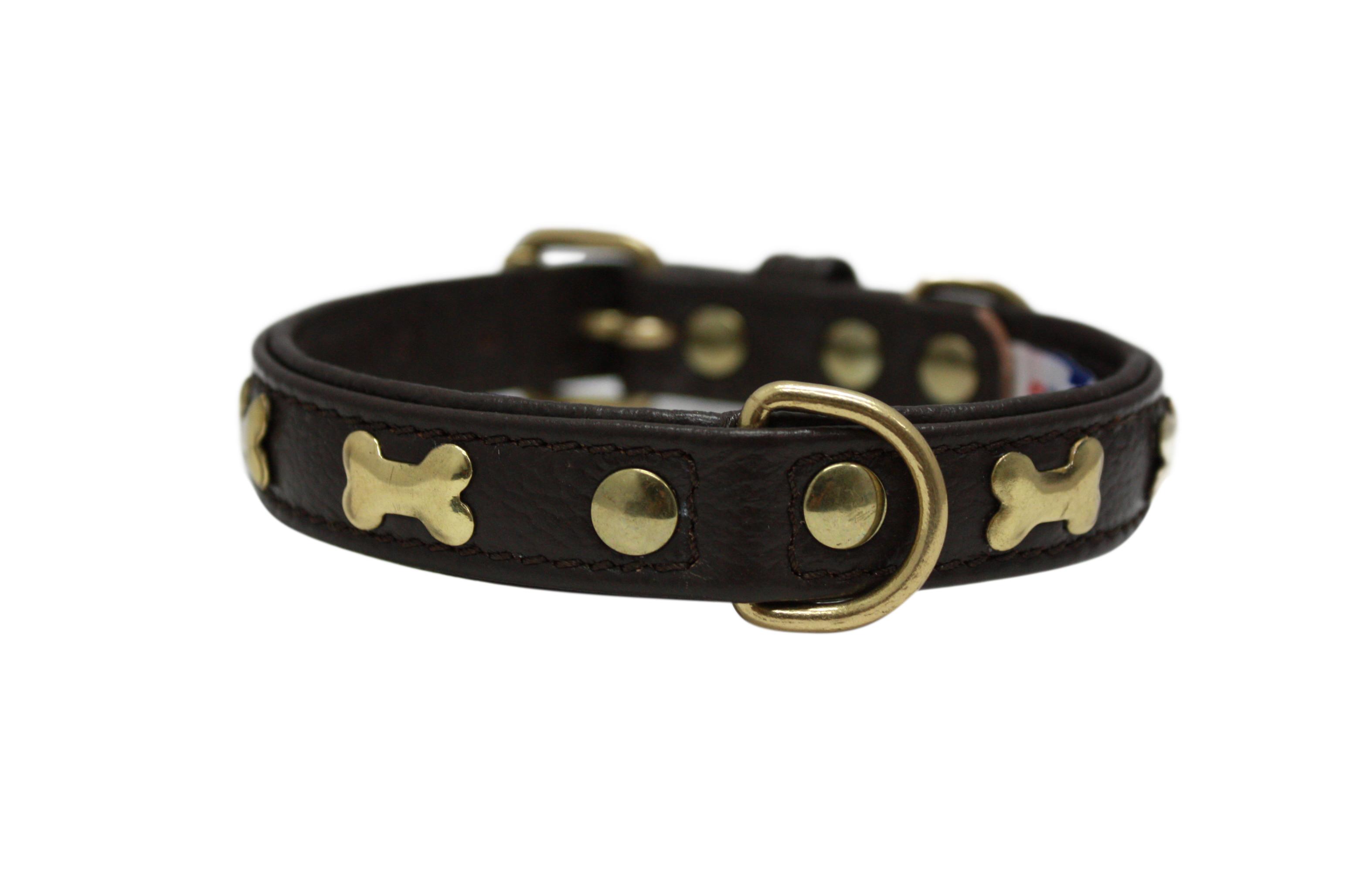 Angel Rotterdam Bones Dog Collar, Chocolate Brown